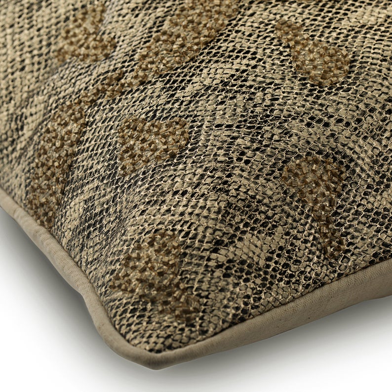 Luxury Gold Faux Leather Lumbar Pillow Cover for Couch & Bed - Decorative Animal Print Throw Pillow Case - Perfect for Living Room, Bedroom, and Home Decor