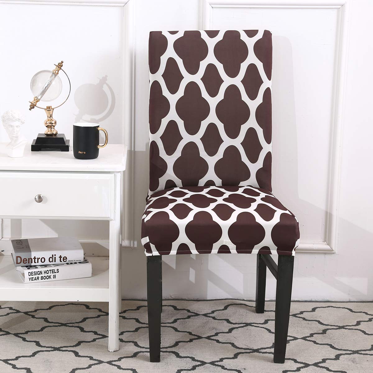 TOPCHANCES Stretch Dining Chair Slipcovers - 6 Pack Washable Furniture Protector Covers for Dining Room, Hotel & Banquet (Coffee) | Durable, Removable & Stylish Seat Covers for Home & Event Decor