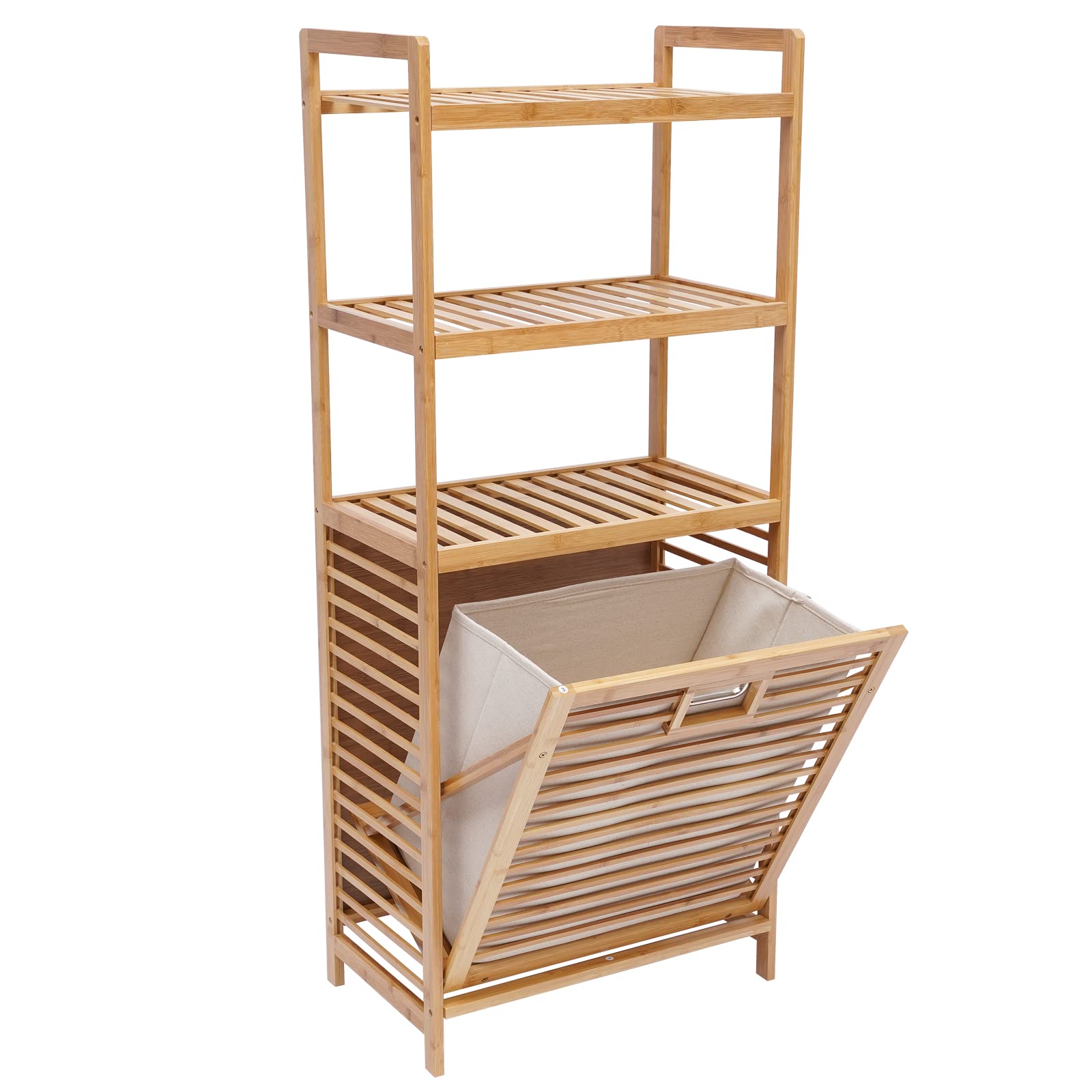 3-Tier Tilt Out Laundry Hamper with Shelf - 19.7