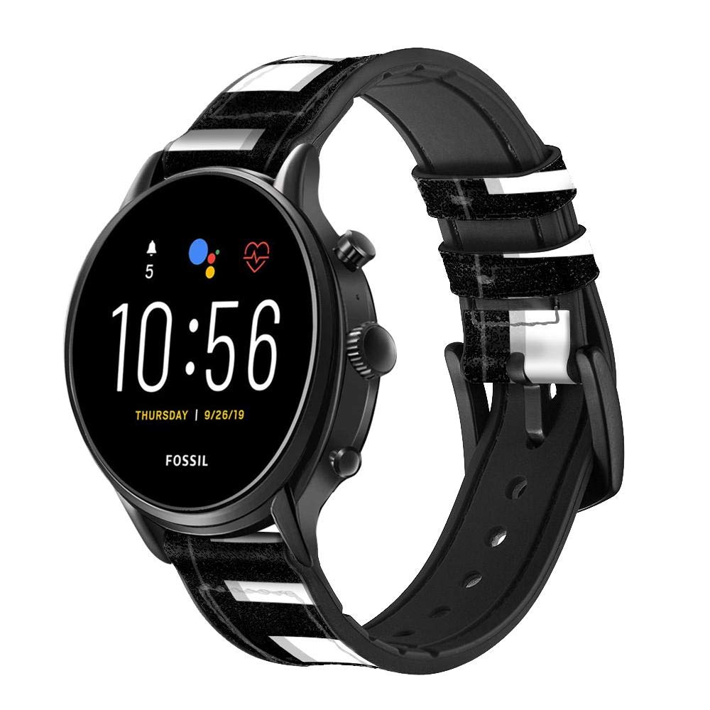Fossil Smartwatch Band 18mm - Piano Keyboard Leather Strap for Women Gen 5E/4 - Office & Casual Wear