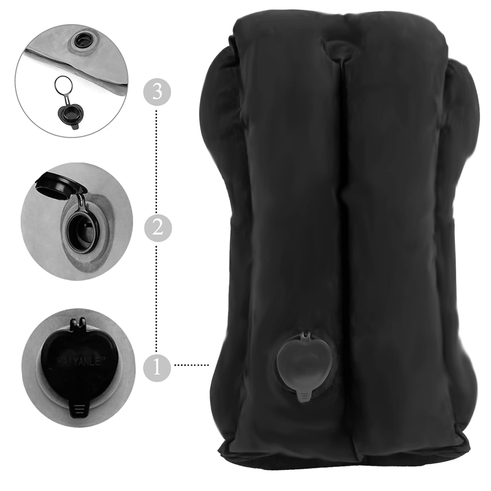 HAIYANLE Inflatable Travel Pillow for Adults - Comfortable Neck Support for Airplane, Car & Office - Includes Eye Mask, Earplugs & Portable Carry Bag - Perfect for Long Flights, Road Trips & Work Naps