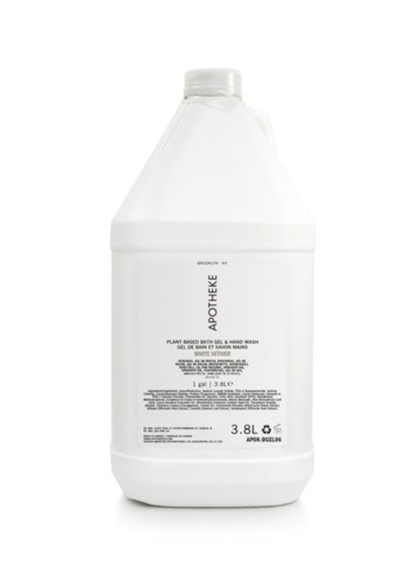 Fuzzion Apothekae Vegan Body Wash & Shower Gel - 1 Gallon Plant-Based Cleanser for Sensitive Skin | Gentle Hydrating Formula for Daily Shower & Bath Use