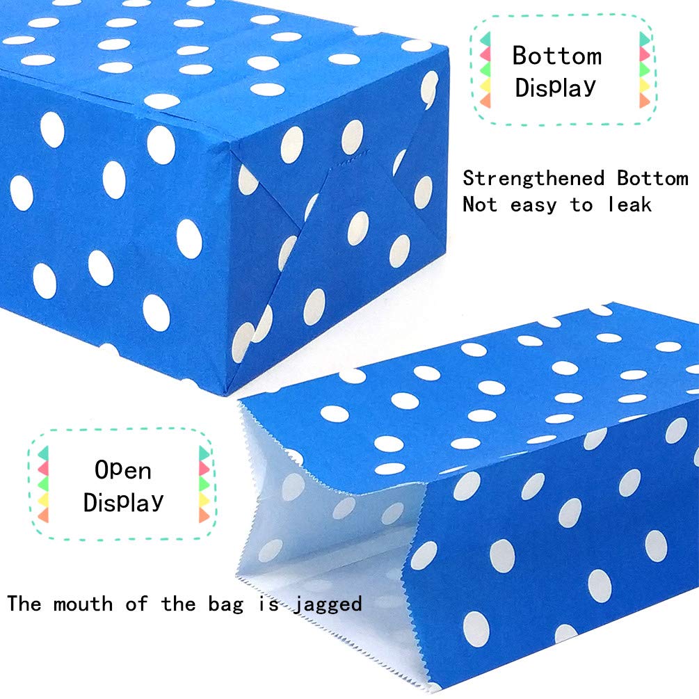 Adido EVA Polka Dot Party Favor Bags - Royal Blue Small Lunch Bags (5.1
