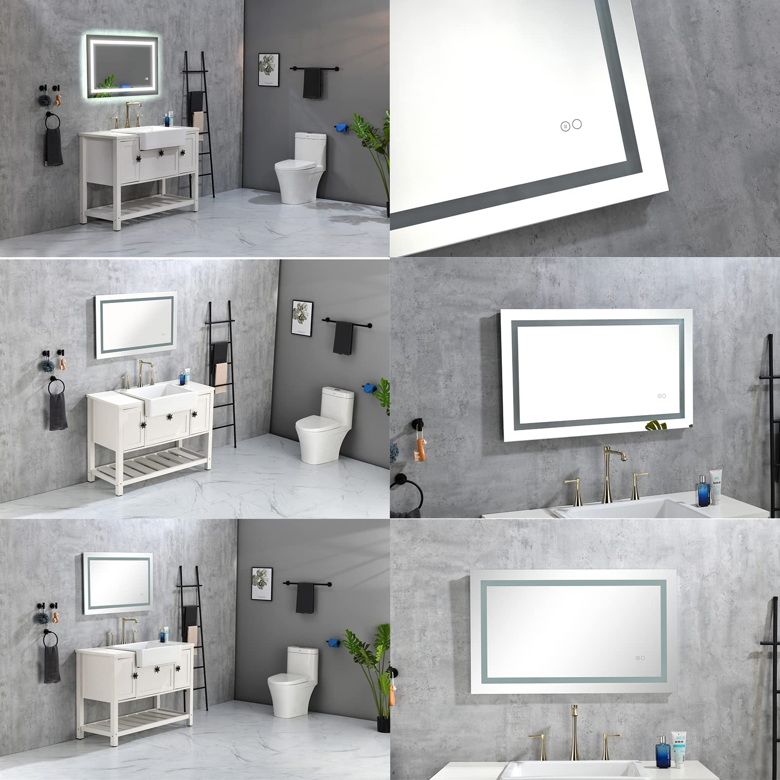 Smart LED Bathroom Mirror with Anti-Fog & Dimmable Lights - Adjustable White/Warm/Natural Lighting, Wall Mounted Vanity Mirror (40