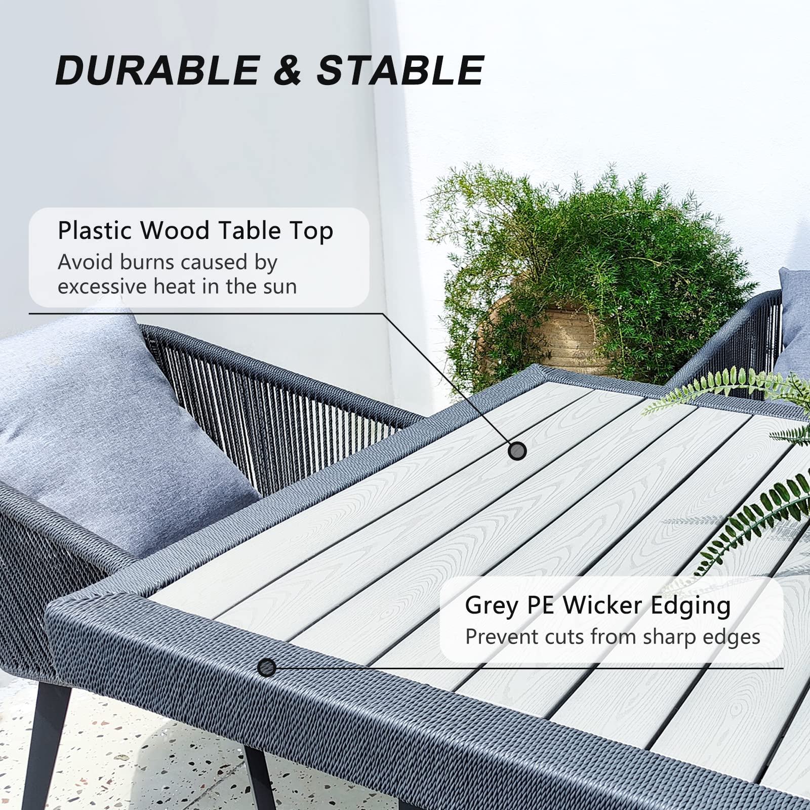 11-Piece Patio Dining Set - All-in-One Wicker Furniture with Cushions, 10 Aluminum Frame Chairs & Rectangle Table in Light Gray - Perfect for Outdoor Entertaining, Backyard BBQs, and Poolside Gatherings