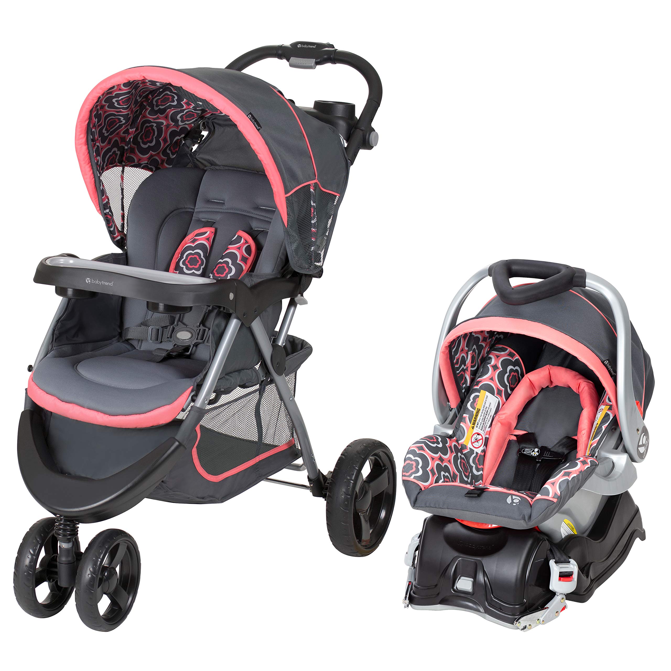 Baby Trend Nexton Travel System - Lightweight Stroller & Infant Car Seat Combo, Coral Floral Print | Perfect for Newborns to Toddlers | Ideal for Travel, Shopping & Daily Walks