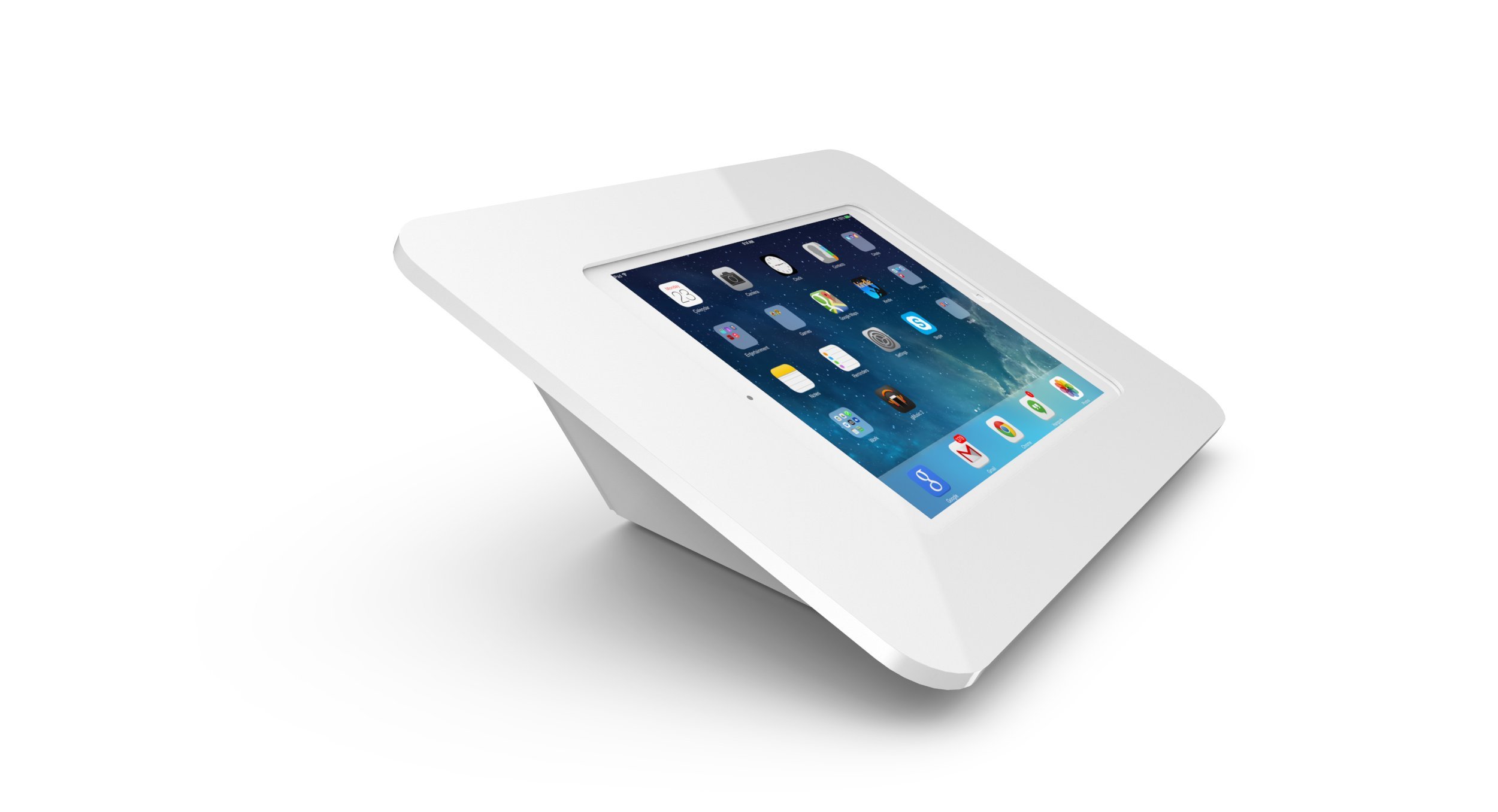 Secure iPad Mini 2 & 4 Kiosk Enclosure - Maclocks Rokku White Capsule (340W250MROKW) | Ideal for Retail, Restaurant & Public Display Use