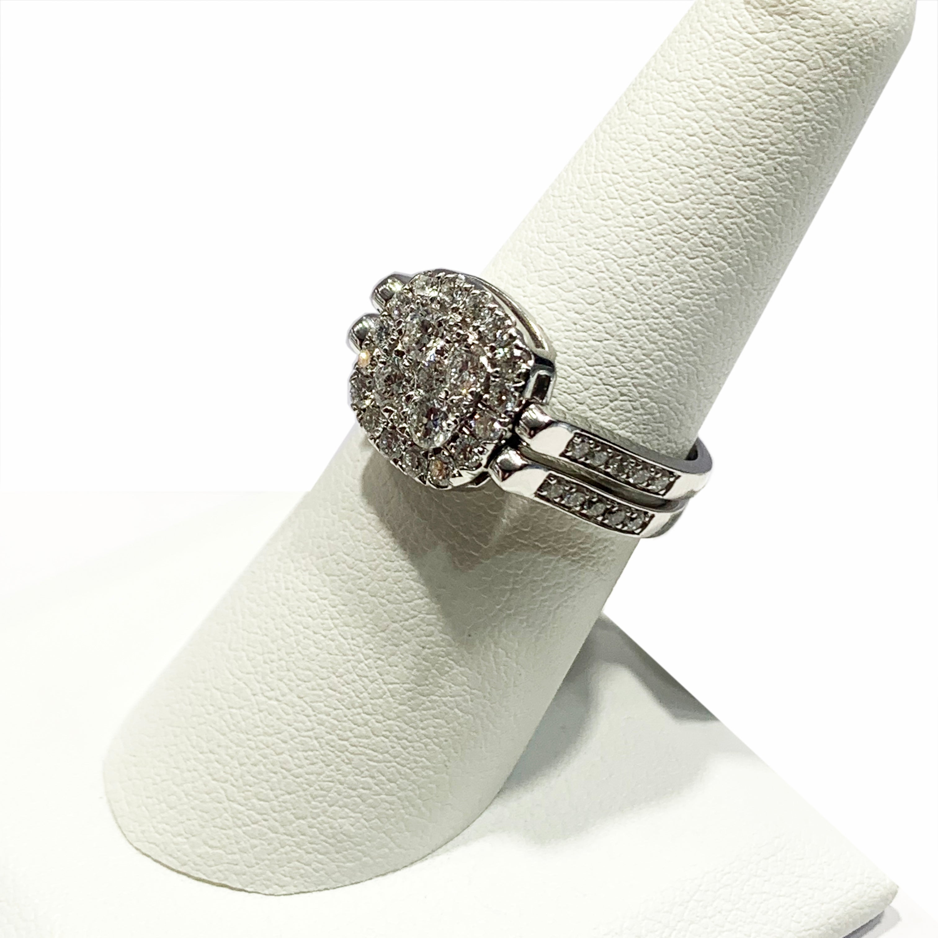 14K White Gold Blue & White Diamond Flip Ring (Lab-Created) - Elegant Jewelry for Weddings, Anniversaries & Special Occasions