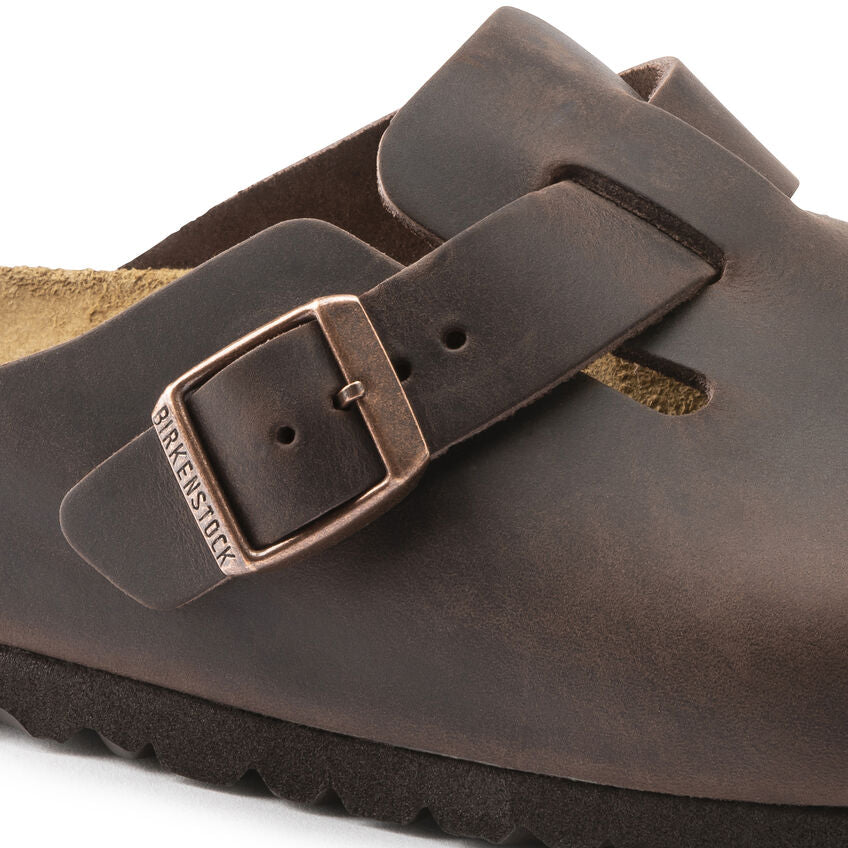 Birkenstock Boston Oiled Leather Clog - Classic Comfort Footbed in Habana Brown | Unisex Slip-On Shoes for Home, Office & Outdoor Wear