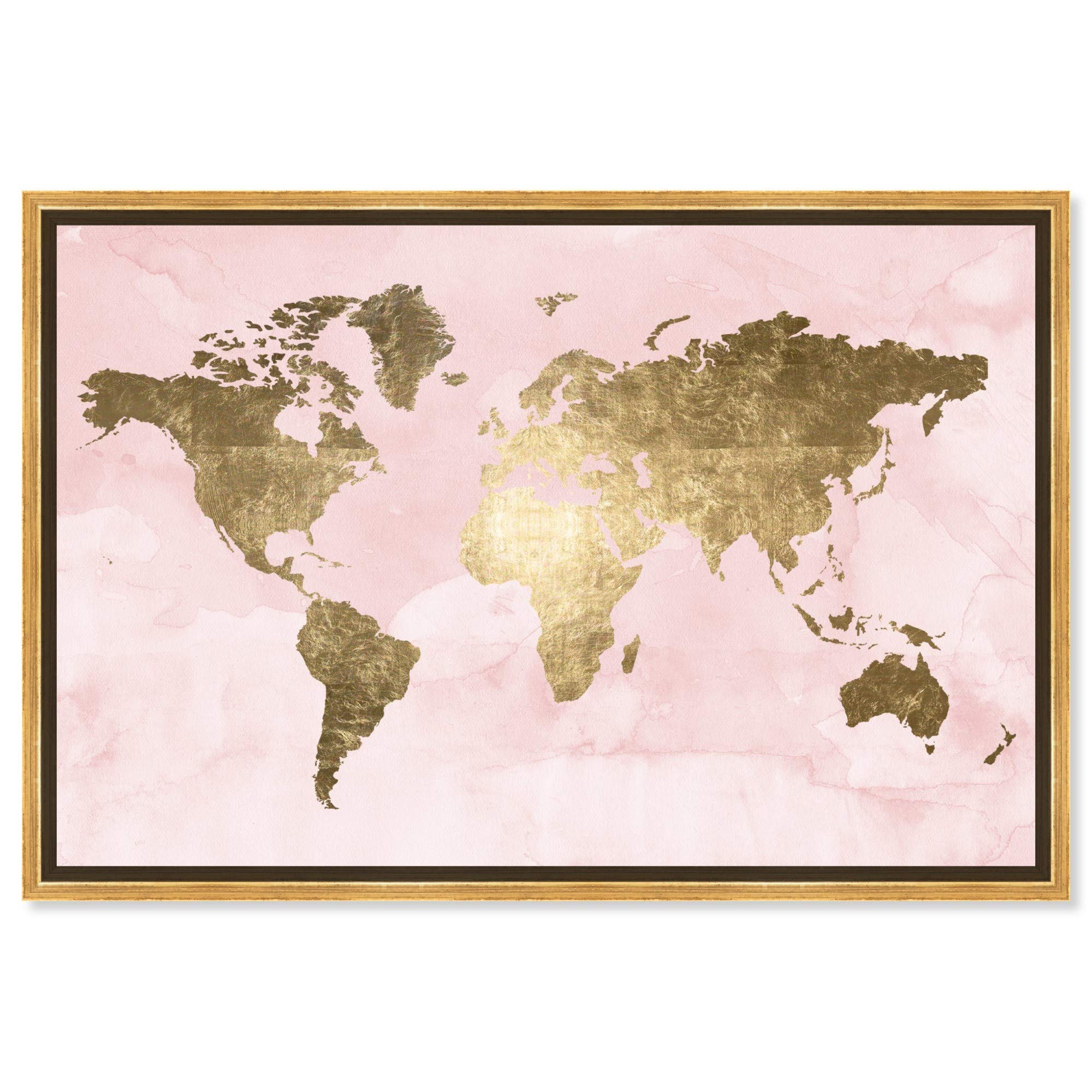 Oliver Gal Artist Co. - Modern 16x24 Inch Blush World Map Canvas Wall Art - Pink Abstract Decor for Living Room, Bedroom & Office