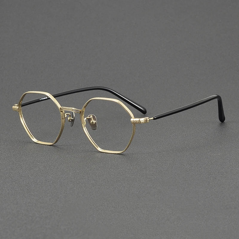 Black Titanium Full Rim Polygon Oval Eyeglasses for Women - Lightweight & Durable Frame - Perfect for Work, Reading & Fashion Accessories