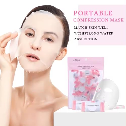 50-Pack Disposable Non-Woven Spa Facial Sheet Masks | Hydrating & Compressed DIY Face Mask for Skincare | Perfect for At-Home Spa, Travel, and Professional Salon Use