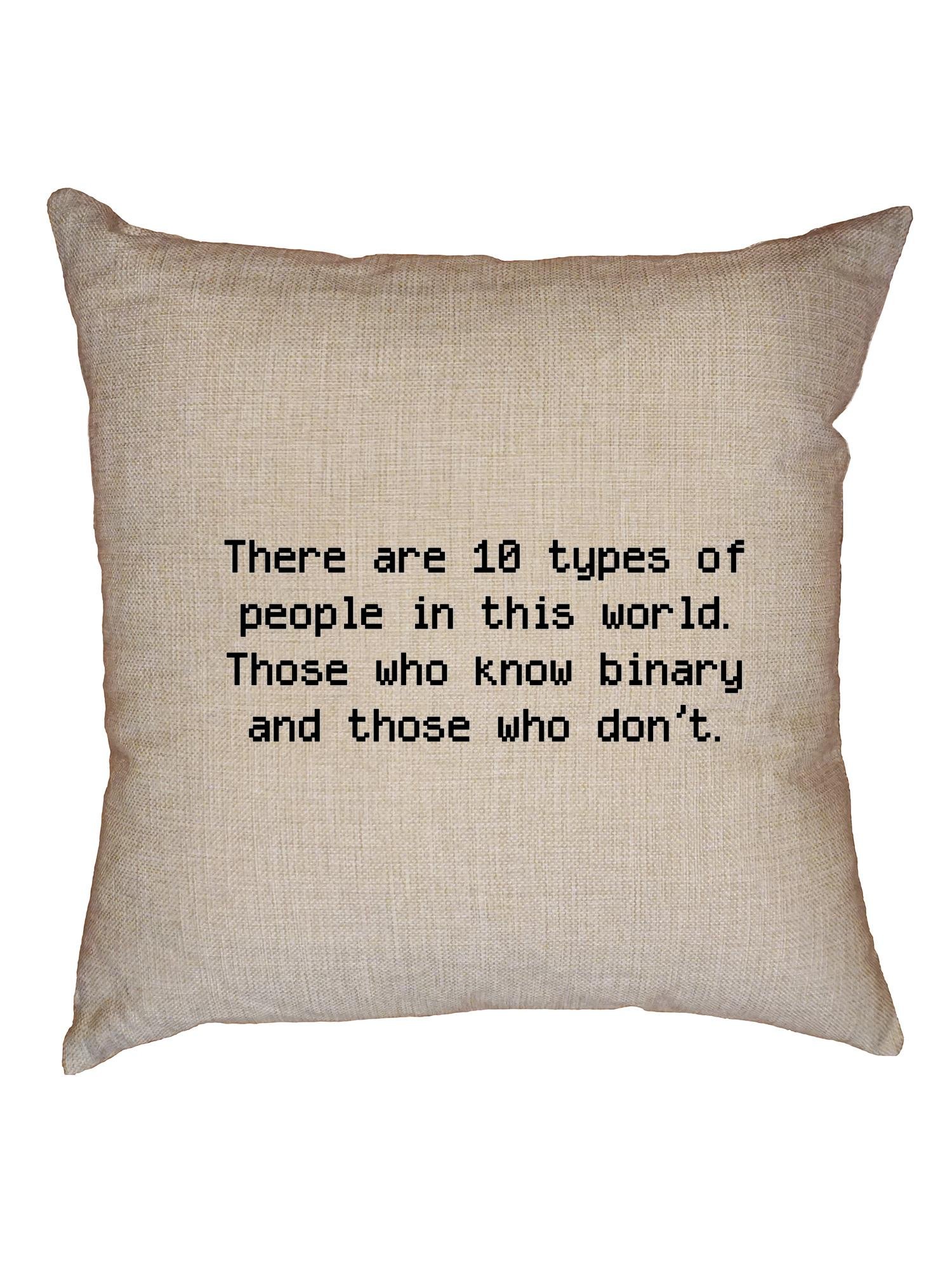 10 Types of Programmers Funny Computer Science Throw Pillow Cover with Insert - Hollywood Thread Linen Decorative Cushion Case for Office, Gaming Chair & Home Decor