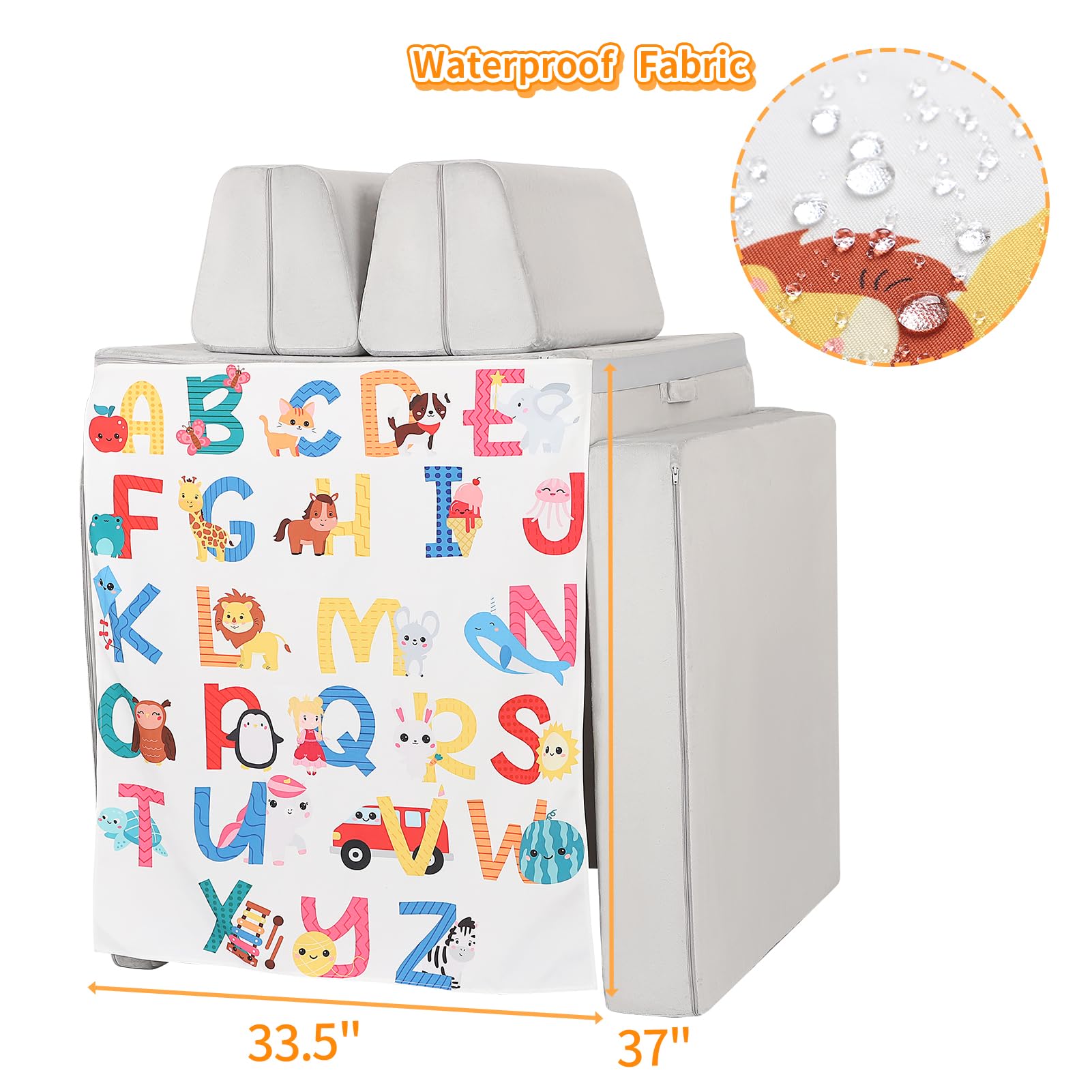 **Kids Foam Play Couch with ABC Play Panels – Soft, Safe & Fun Toddler Furniture for Playroom, Nursery, or Classroom**