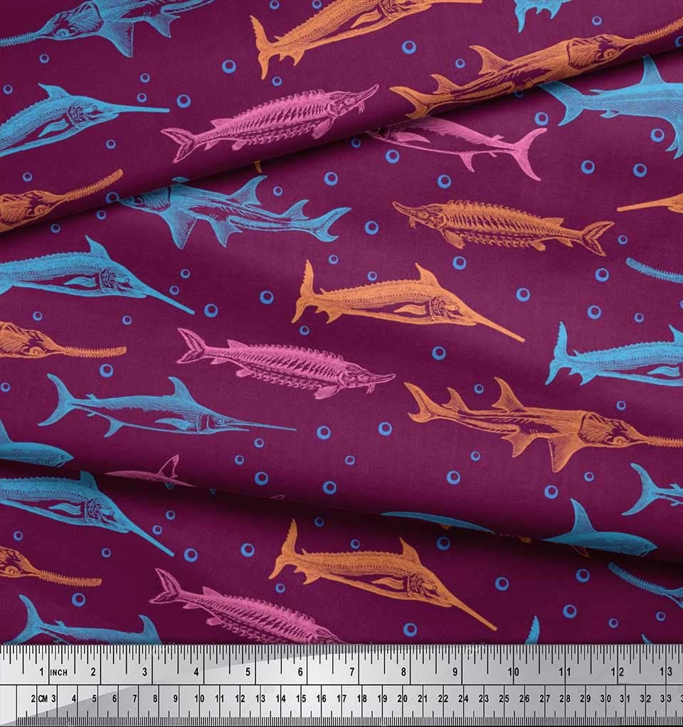 Soimoi 100% Cotton Canvas Fabric by The Yard - 42 Inch Wide - Pink Bubbles & Fish Ocean Print for DIY Crafts, Home Decor, and Fashion Accessories - Perfect for Curtains, Pillows, Tote Bags, and Upholstery Projects