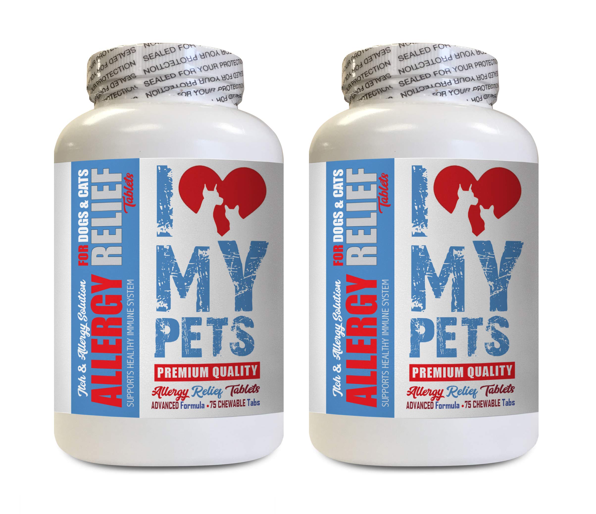 Premium Cat Skin & Itch Relief Treats for Allergies - 150 Soft Chews (2 Bottles) - Soothes Itching & Skin Irritation for Cats & Dogs - Perfect for Seasonal Allergies & Sensitive Skin Care