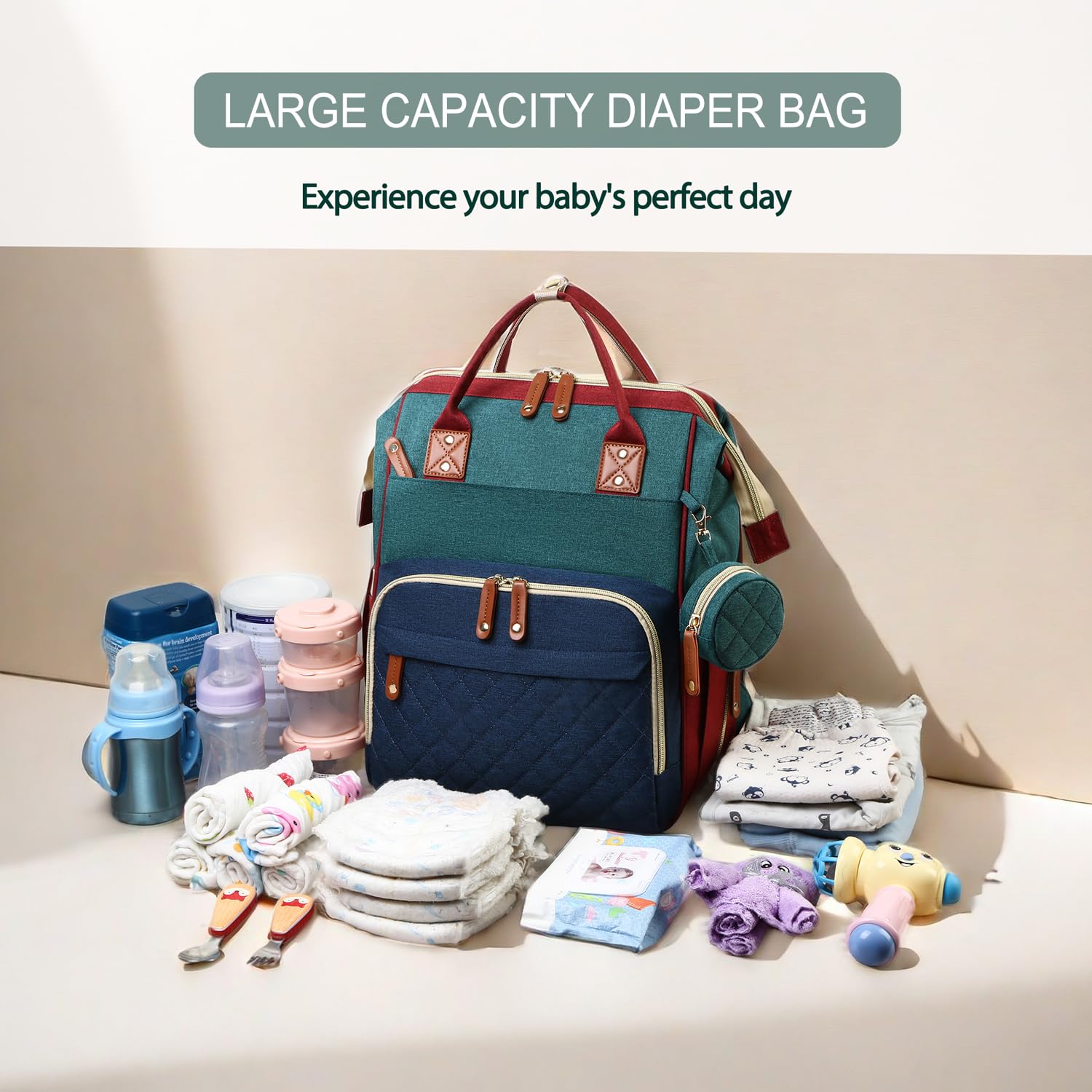 SALIFA 3-in-1 Diaper Backpack with Changing Station & Foldable Pad - Waterproof Baby Bag for Travel, Hospital & Daily Use - Perfect for Newborns & Toddlers