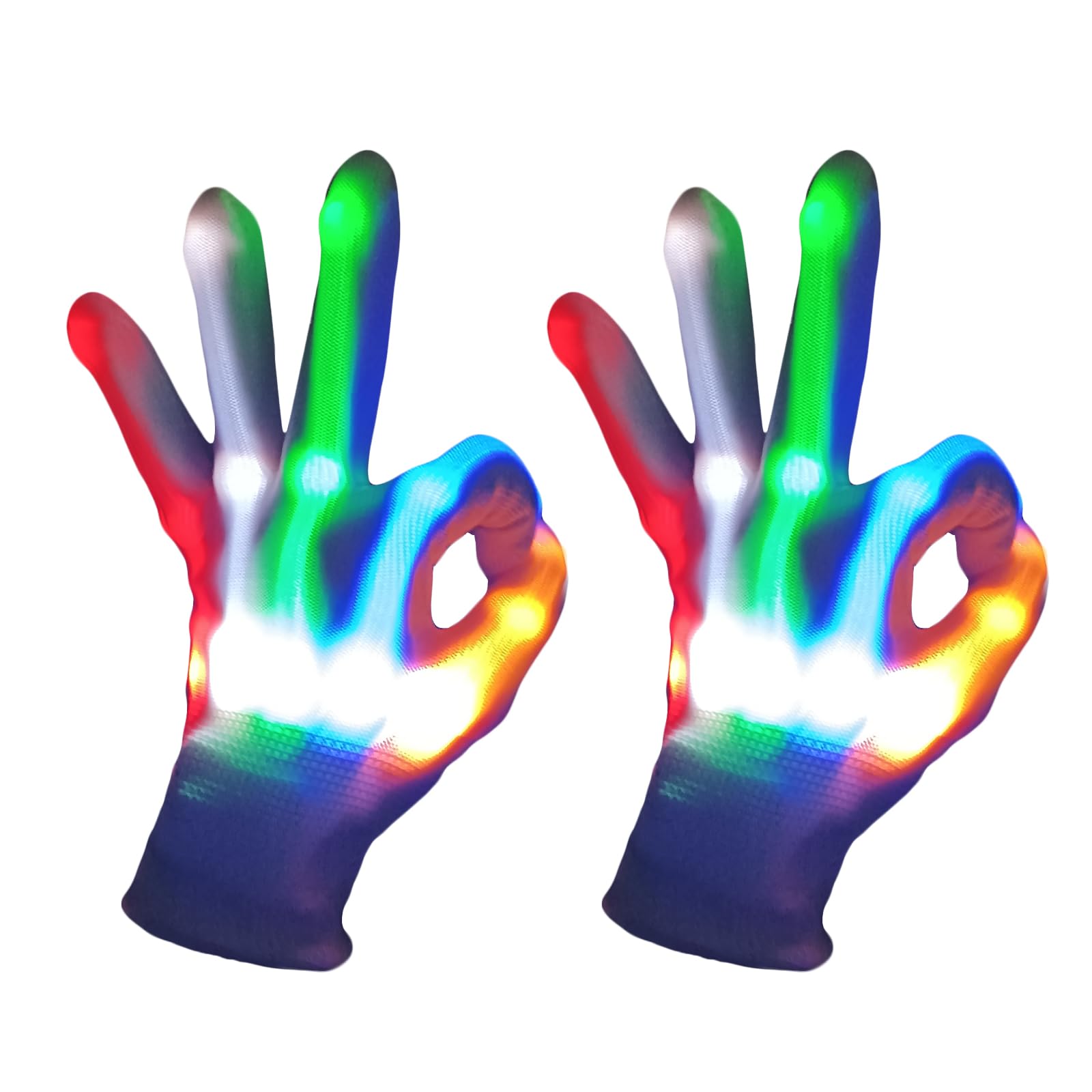 LED Glow Gloves for Kids Ages 3-8 - Light Up Party Toys for Boys & Girls - Fun Halloween, Christmas, Easter & Birthday Gifts - Small Size for Safe Play at Night Parties, Raves & Concerts