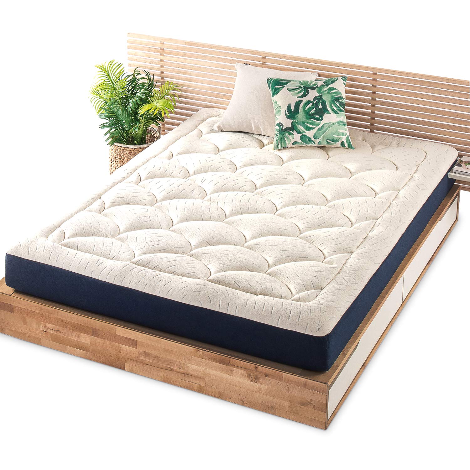 8 Inch Memory Foam Mattress with Plush Pillow Top - Green Tea & Copper Infused, CertiPUR-US Certified, Full Size Bed Mattress for Back Pain Relief & Pressure Relief - Perfect for Guest Rooms, Dorms & RVs