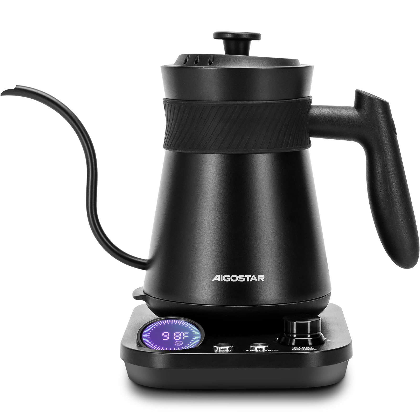 Aigostar 1200W Gooseneck Electric Kettle with ±1℉ Precision Temperature Control - 0.8L Stainless Steel Pour Over Coffee & Tea Kettle - Fast Heating, Auto Shut-Off, Boil-Dry Protection & Built-in Timer - Perfect for Home Brewing, French Press, Pour Over Coffee & Tea Making