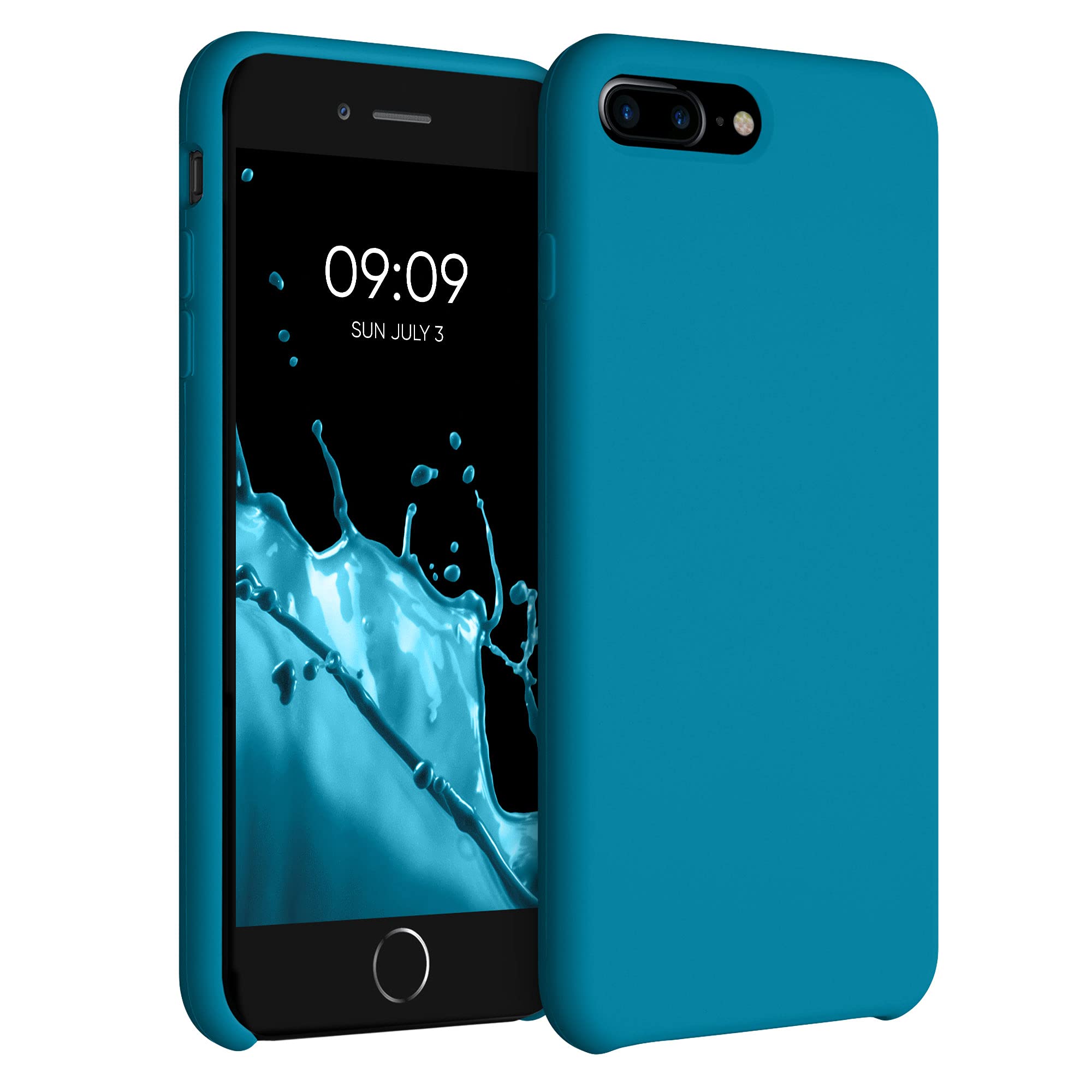 kwmobile Premium TPU Silicone Case for Apple iPhone 7 Plus/iPhone 8 Plus - Shockproof Protective Phone Cover with Soft Touch Finish in Caribbean Blue - Perfect for Everyday Use, Travel & Outdoor Activities