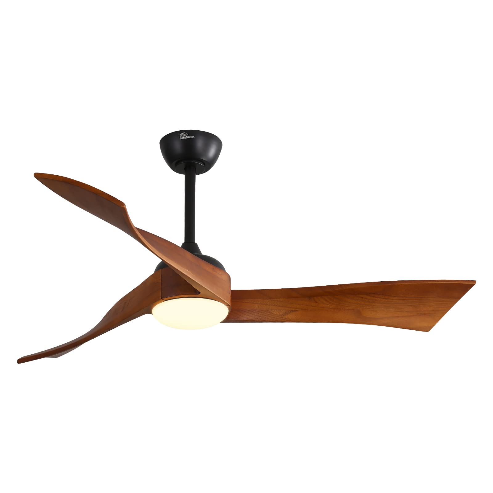 Sofucor 52 Inch Modern Ceiling Fan with Light and Remote Control - 3 Blade Outdoor Ceiling Fan for Patio, 6 Speed Settings & Dimmable LED Light - Brown - Perfect for Living Room, Bedroom, and Covered Outdoor Spaces