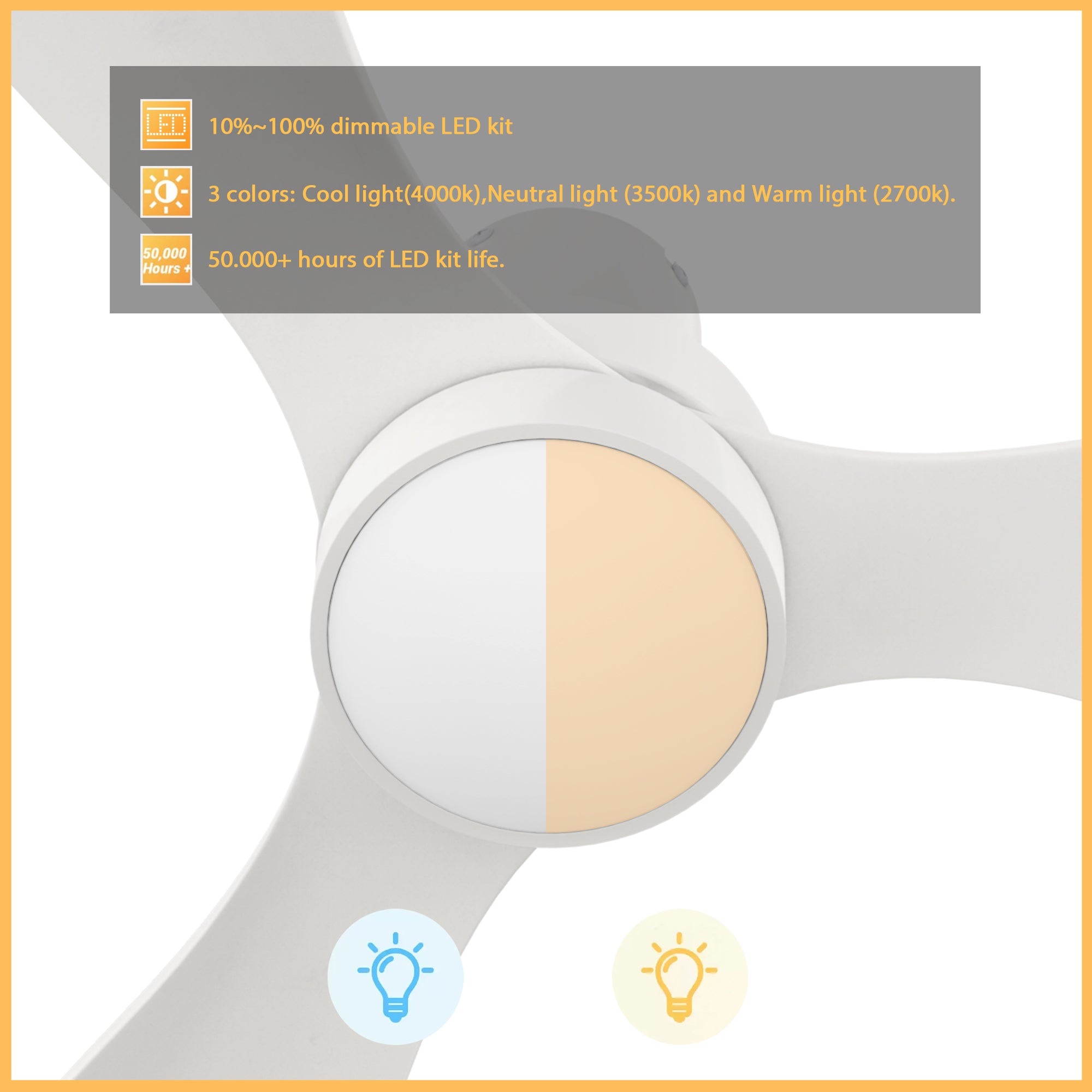 52 Inch Xander Flush Mount Ceiling Fan with LED Light & Remote Control - Perfect for Bedroom, Living Room and Indoor Spaces