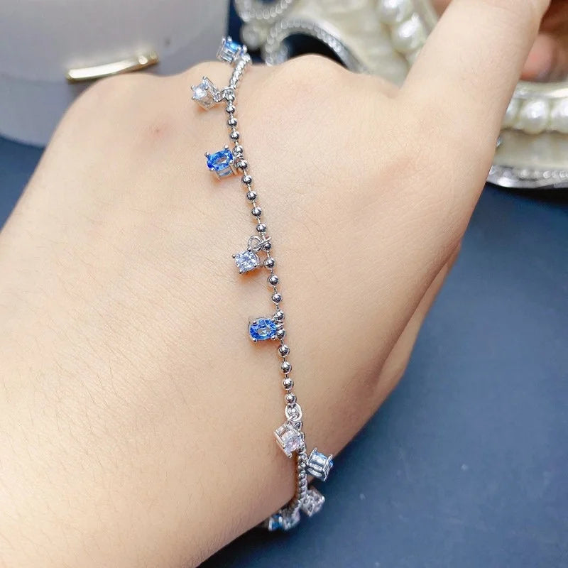 Sagittarius Blue Topaz Chain Bracelet for Women - Sterling Silver Zodiac Jewelry Gift for Birthday, Christmas & Special Occasions | Elegant & Durable Fashion Accessory for Daily Wear, Parties & Gifts