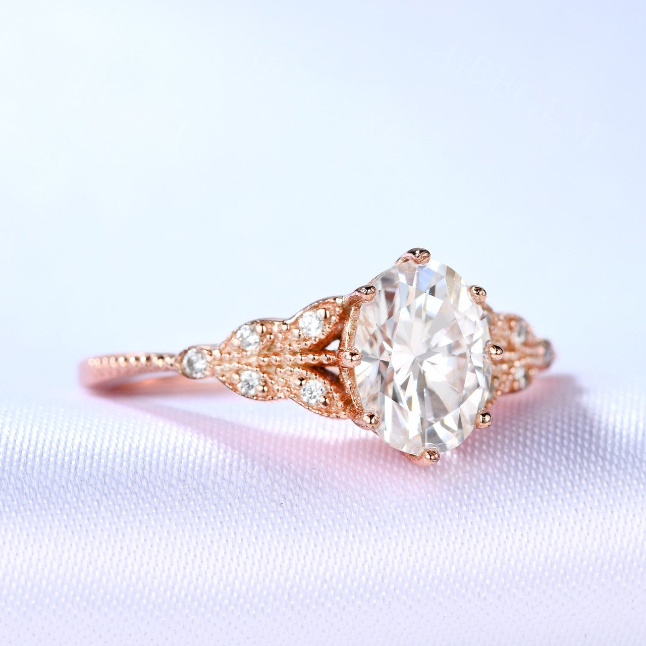 6x8mm Oval Moissanite Engagement Ring - Art Deco Rose Gold Vintage Wedding & Promise Ring for Women | Perfect for Proposals, Anniversaries, and Special Occasions