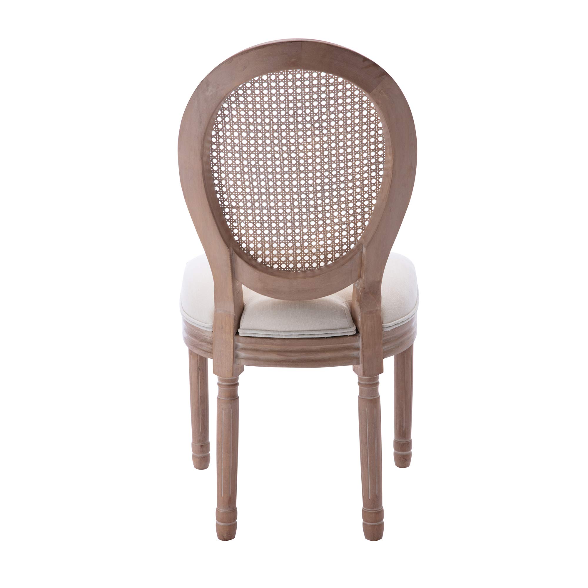 2 French Country Dining Chairs Set - Farmhouse Fabric & Cane Upholstered Kitchen Chairs with Carved Solid Wood Frame - Perfect for Home, Office, Restaurant & Cafe Decor (Style 1) | Elegant Seating for Dining Rooms, Breakfast Nooks & Bistros