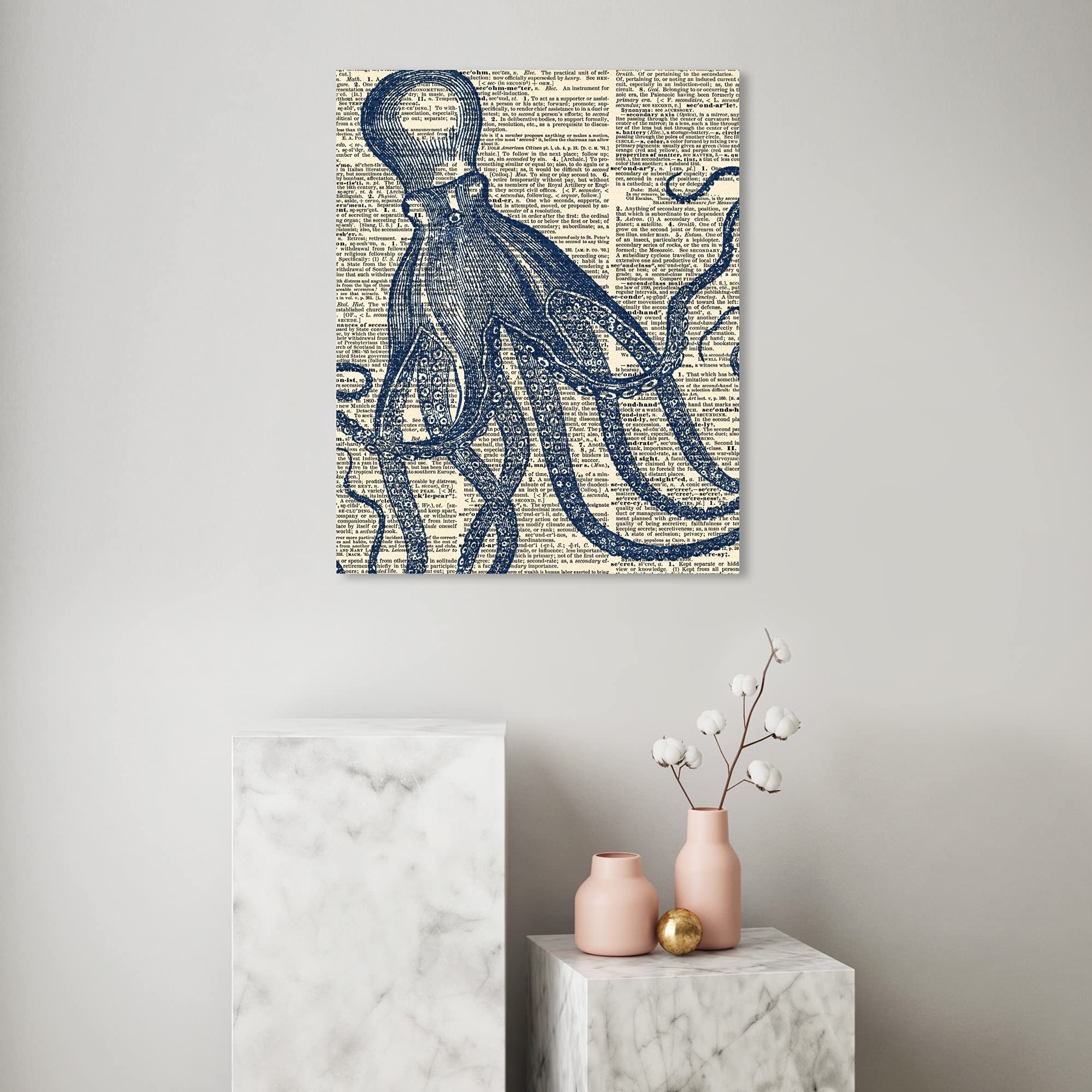 Nautical & Coastal Wall Art Canvas Print - Marine Life Octopus Dictionary Home Decor by Oliver Gal Artist Co. - 24