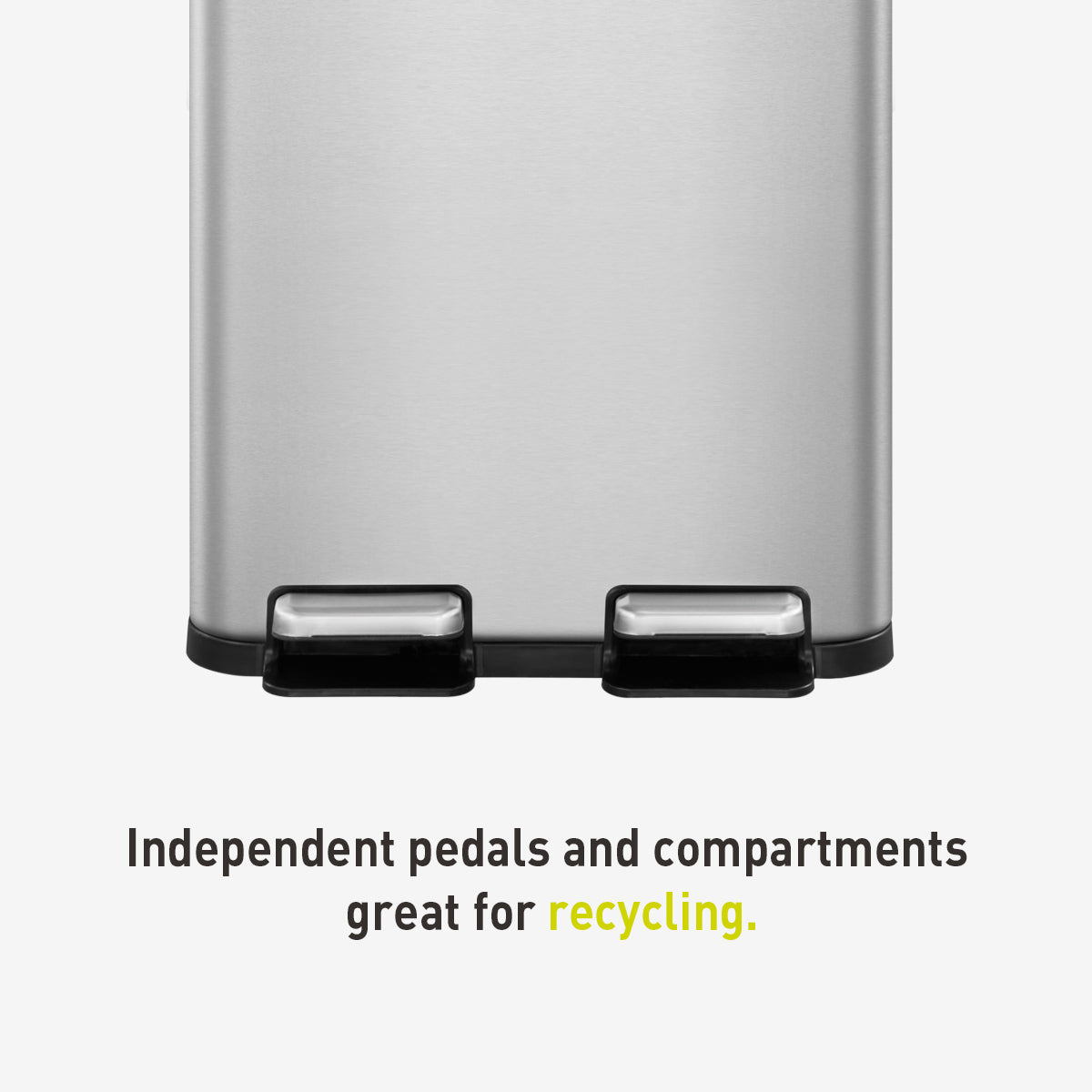 EcoCasa Dual Compartment Step Recycling Bin - 30L + 20L Eco-Friendly Trash Can for Kitchen, Office & Outdoor Waste Sorting