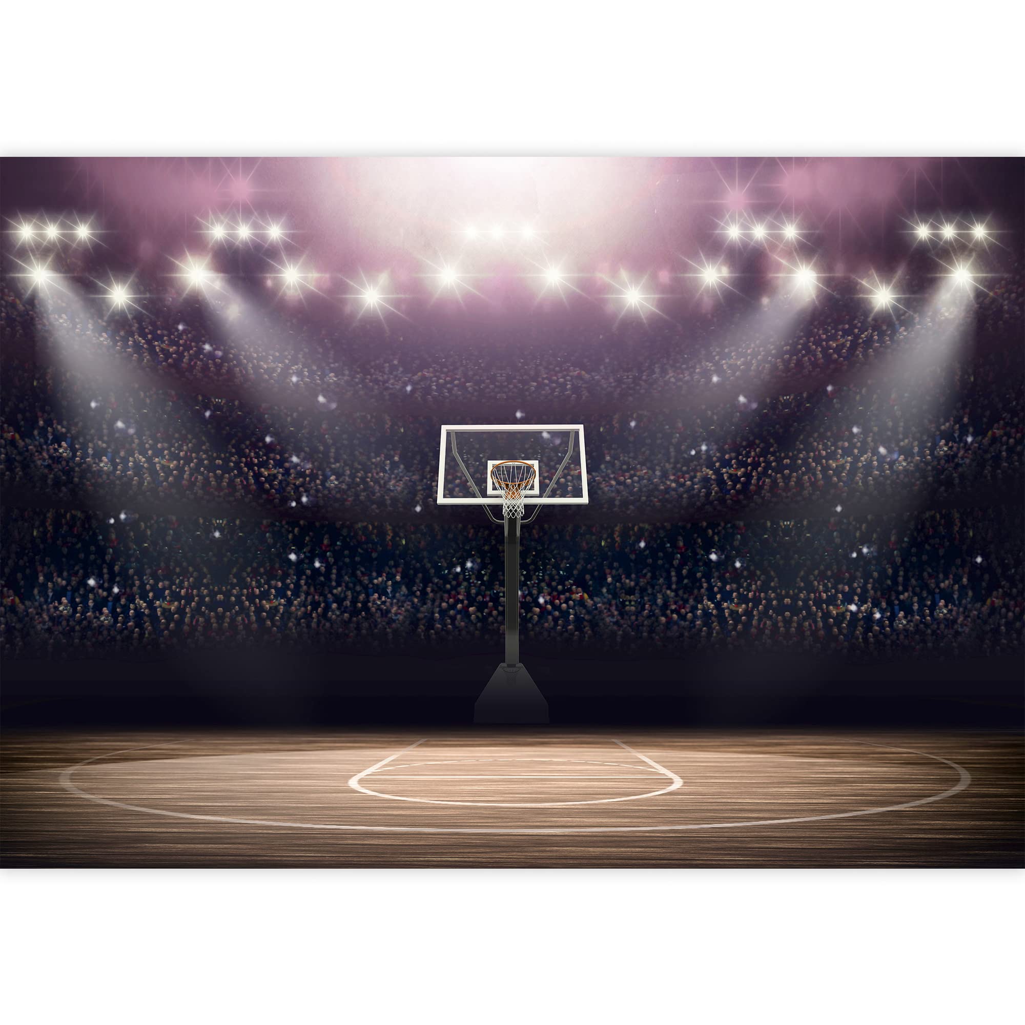 Vibrant Basketball Court Wall Mural - Removable Wall Sticker for Gym, Living Room & Office - 66x96 Inches - Realistic Sports Photography for Home Decor & Fitness Motivation