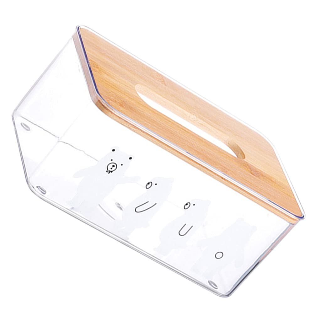 Hemoton Wooden Tissue Holder Box - 1pc Desktop Napkin & Paper Towel Storage Organizer for Bathroom, Kitchen, Office - Nordic Style Home Decor with Pump Dispenser - Perfect for Toilet Paper, Hand Towels & Pet Tissue Storage
