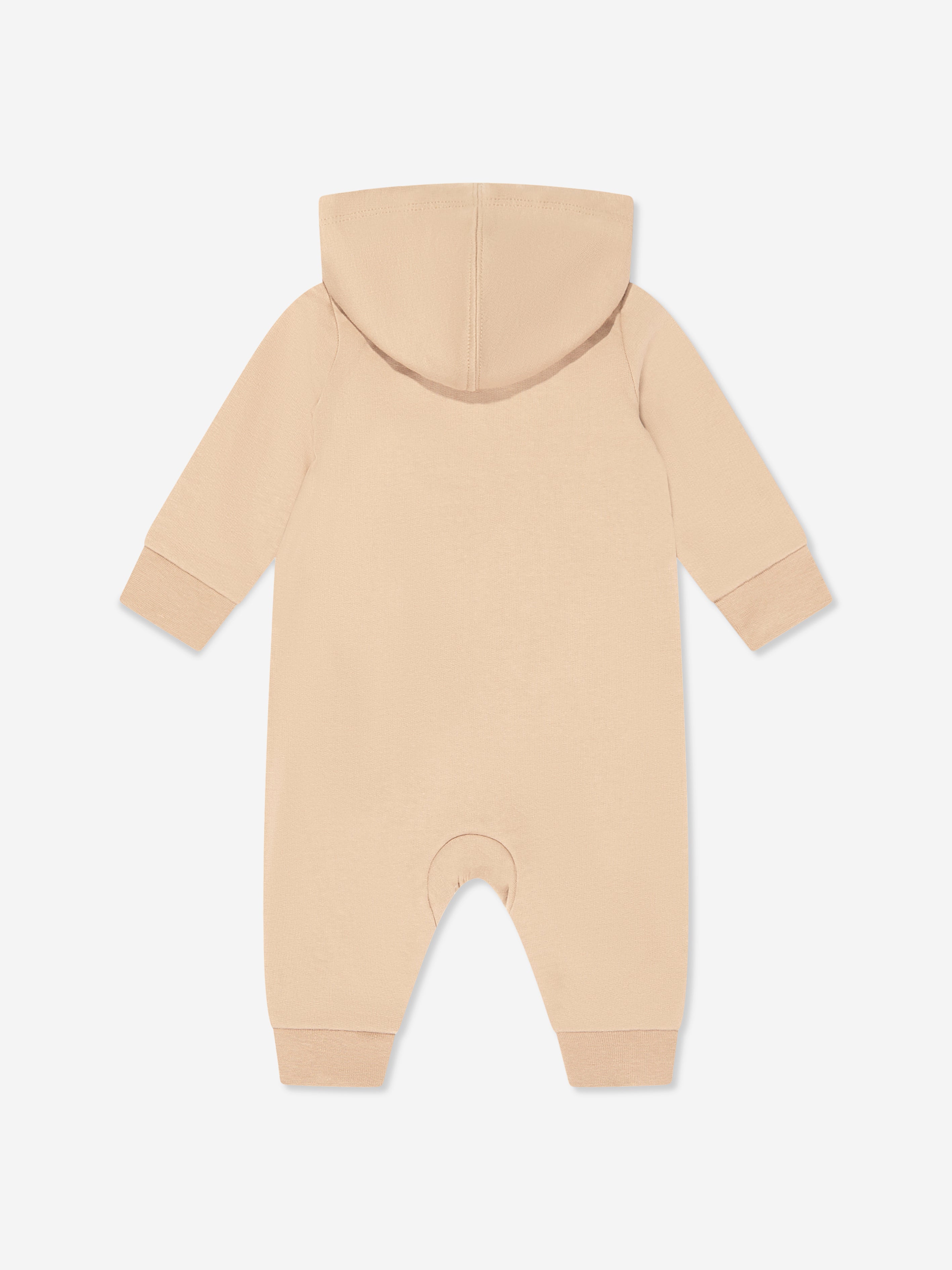Soft Beige Baby Hooded Coverall - Warm & Cozy Infant Essentials for Winter Outings & Playtime