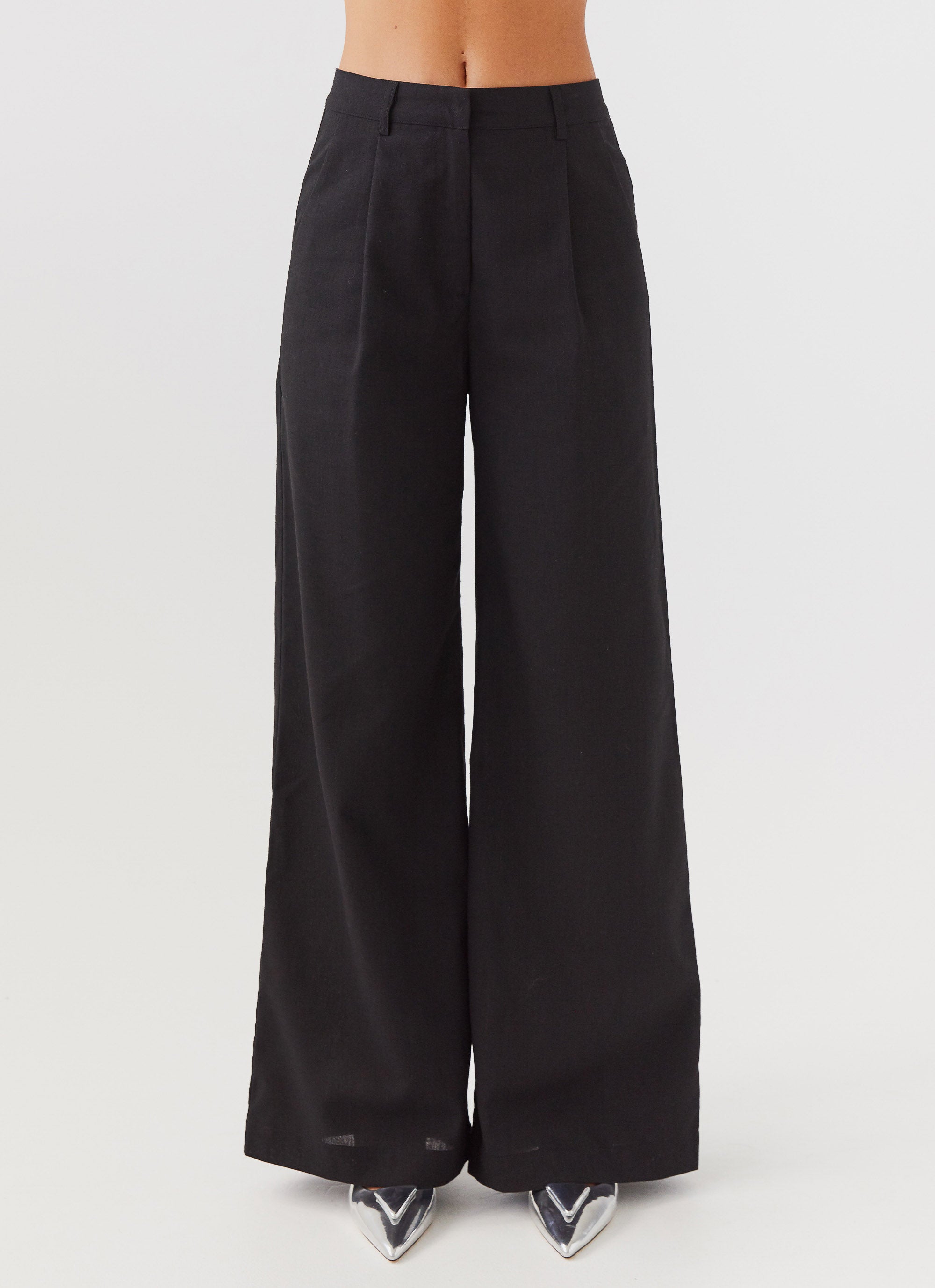 Breathable Heatwave Linen Wide Leg Pants for Women - Comfortable Summer Palazzo Trousers in Black | Perfect for Beach Vacations, Yoga & Casual Outings