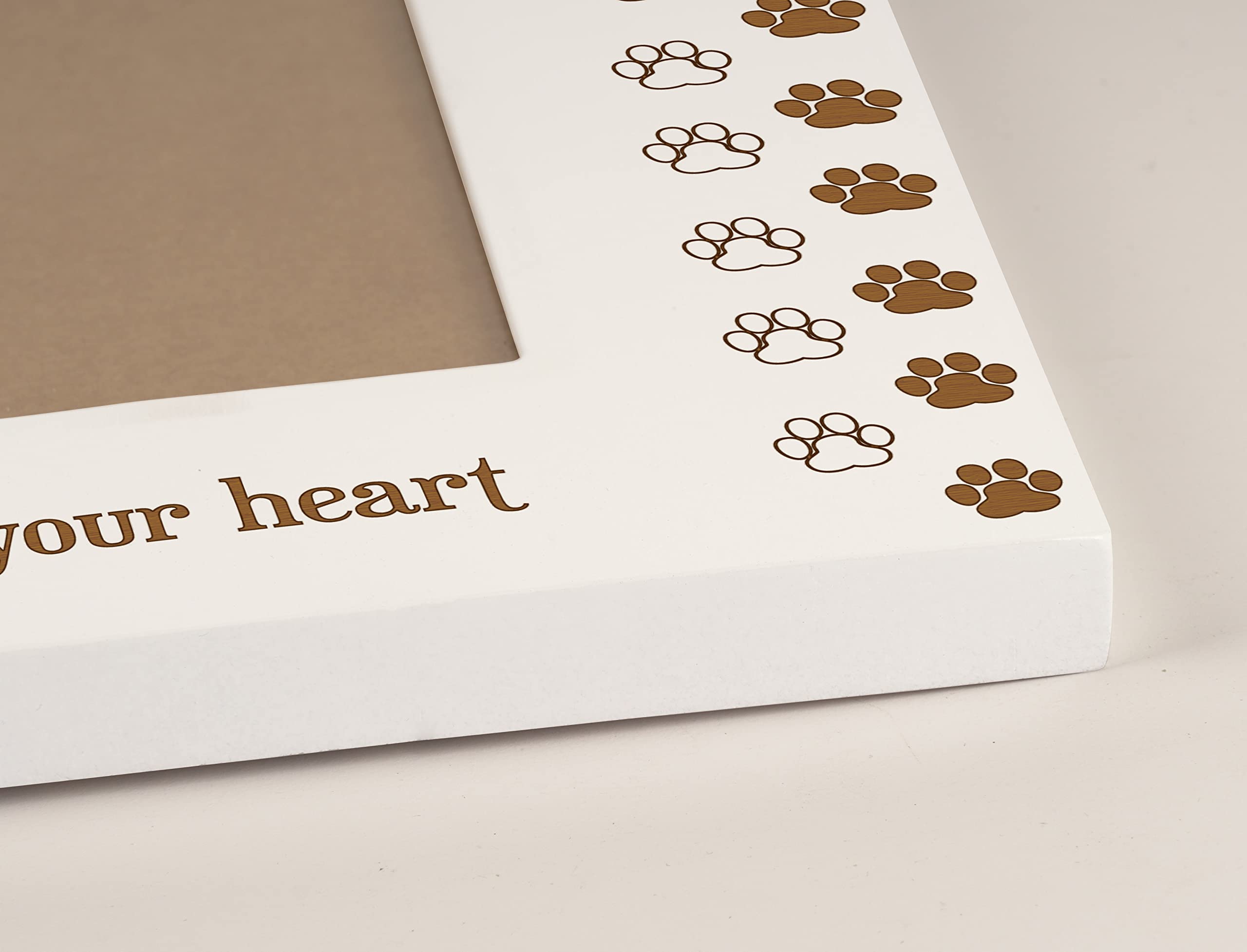 Engraved Wooden Photo Frame 4x6 Inches - 'I Left Within Your Heart' Quote - White Tabletop Picture Frame for Brother's Day Gift - Perfect for Home Decor, Office Desk & Memorial Displays