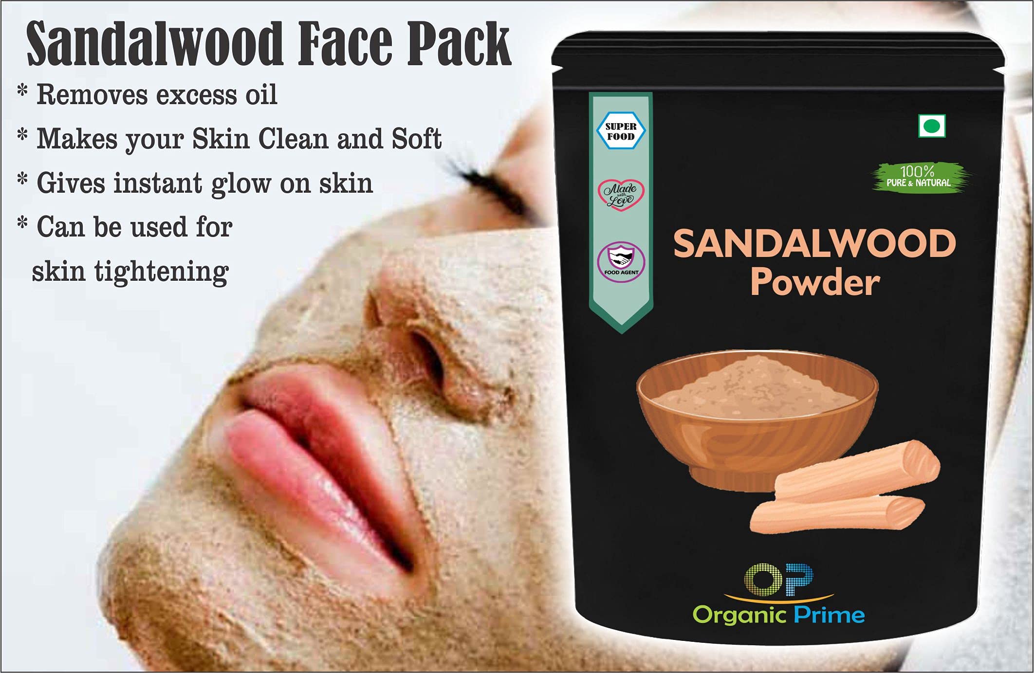 Organic Prime Sandalwood Powder for Face Masks & Skin Care - 100% Pure Natural Facial Treatment, 500g | DIY Beauty, Aromatherapy & Ayurvedic Remedies