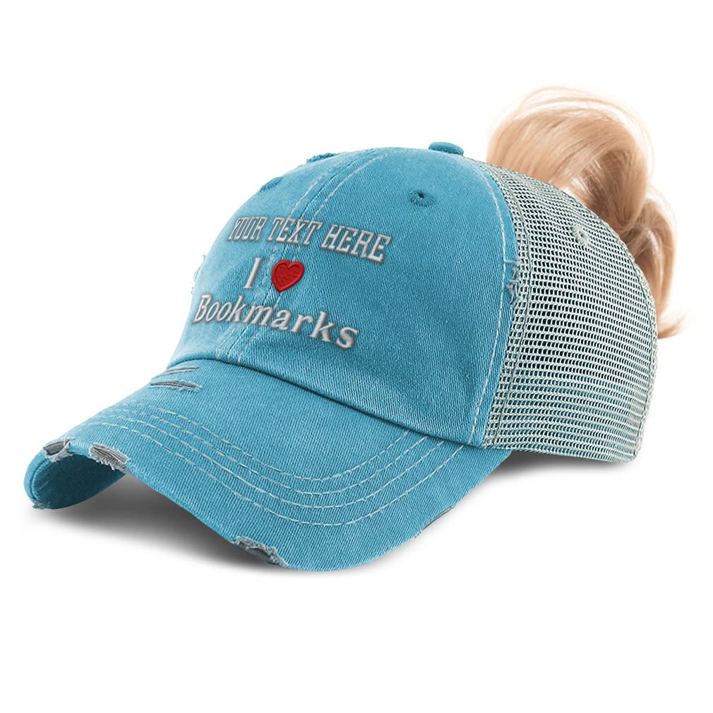 Women's Ponytail Cap with Red Heart Design - Perfect for Book Lovers & Hobby Enthusiasts | Great Gift for Valentine's Day & Reading Accessories