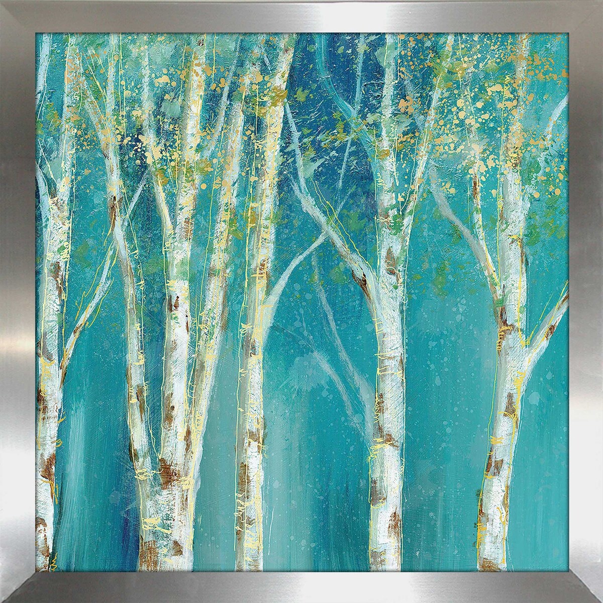 Birch on Blue II Square Art Print by Nan - Modern Acrylic Wall Decor for Living Room, Bedroom & Office