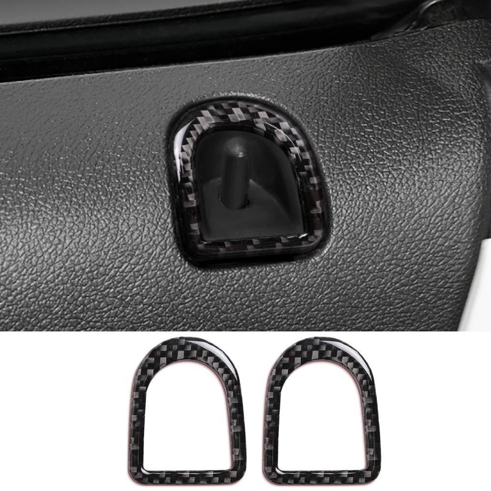 GZXinWei Black Carbon Fiber Car Door Lock Pin Button Cover - Universal Fit for Most Vehicles - Durable & Stylish Protection - Perfect for Car Interior Customization & Scratch Prevention