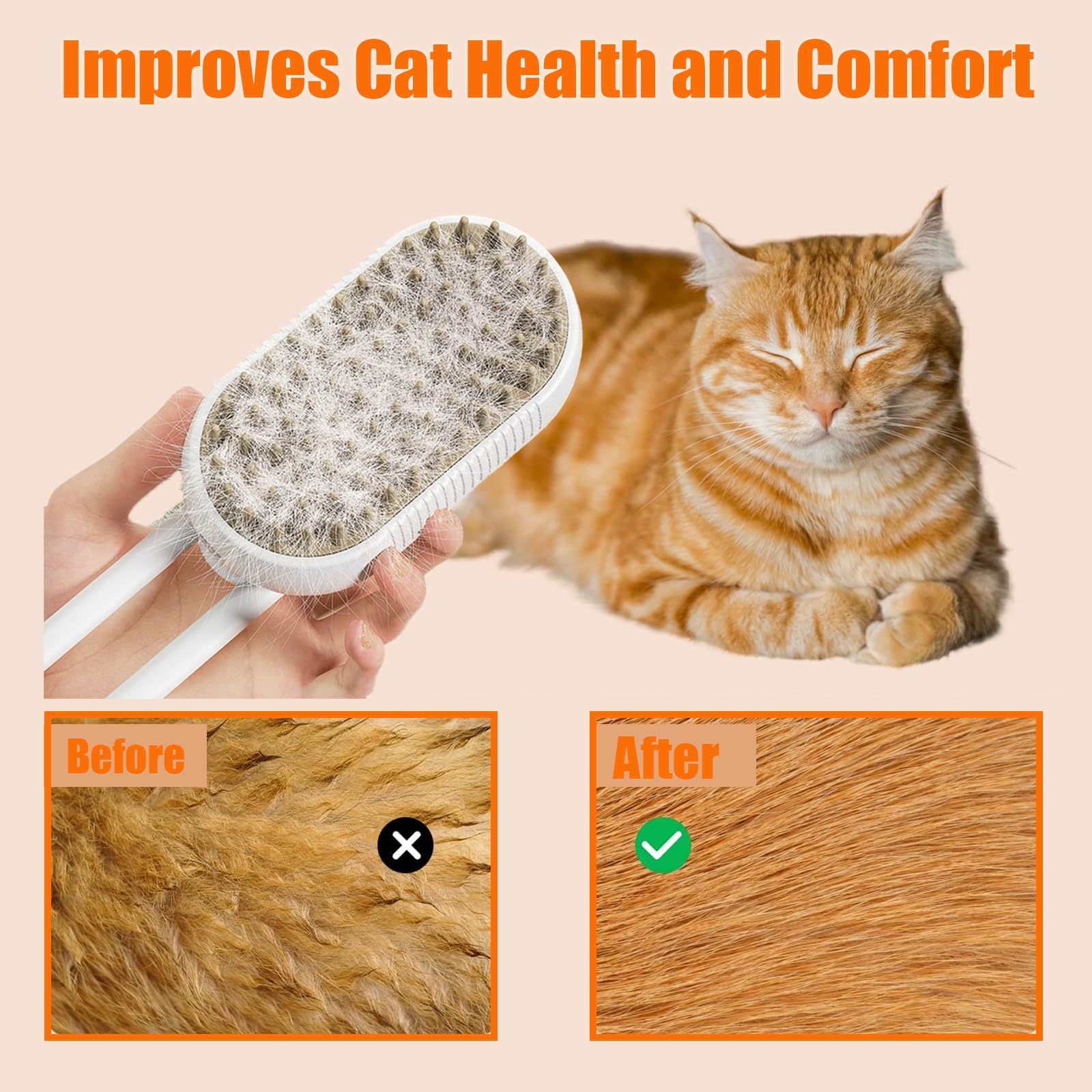 Spritz Defur Comb for Cats & Dogs - 3-in-1 Pet Grooming Brush with Steam Function for Shedding Control - Gentle on Long & Short Hair - Perfect for Home Grooming & Reducing Pet Hair Around the House