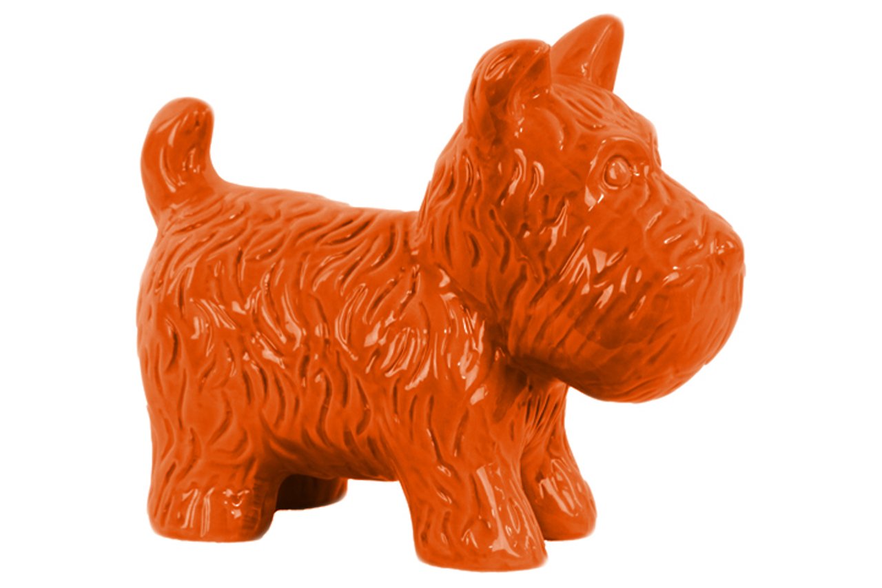 Handmade Ceramic Standing Welsh Terrier Dog Statue - Glossy Orange Finish | Home Decor, Gift for Dog Lovers, Collectible Figurine for Shelf Display