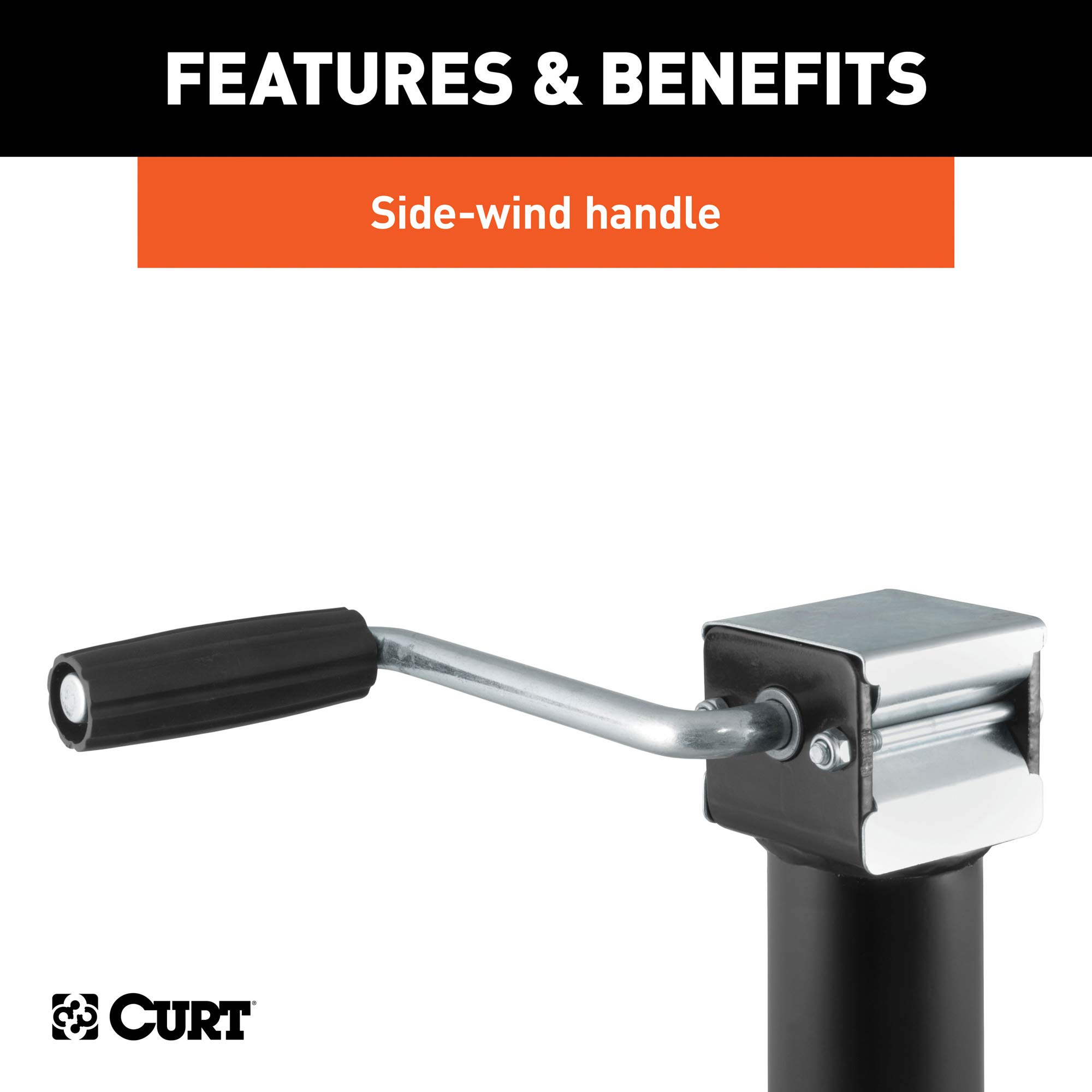 CURT 28306 Weld-On Bracket-Style Swivel Trailer Jack - 2000 lbs Capacity, 14.5 Inches Vertical Travel - Heavy Duty Trailer Stabilizer for Boats, RVs & Utility Trailers