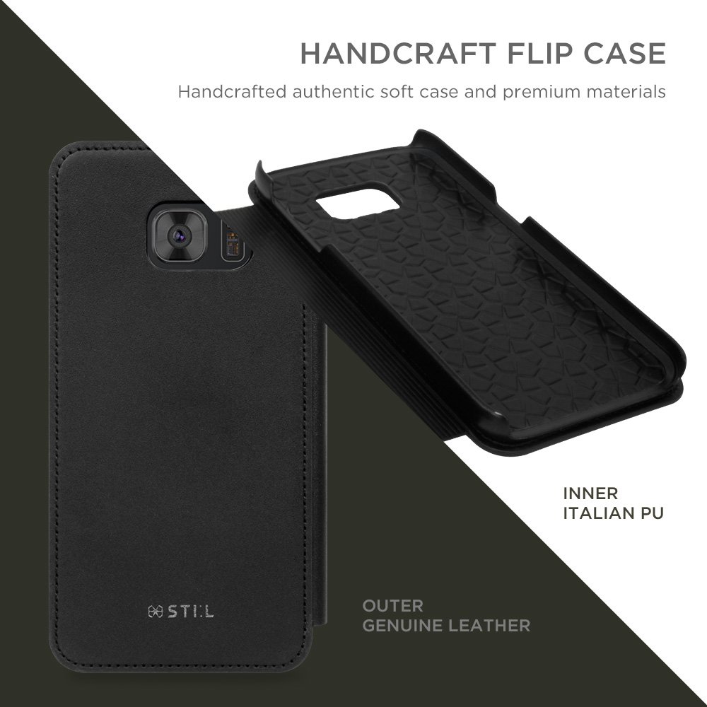 Premium Galaxy S7 Case - SPIGA Targa Series Black Leather Cover with Card Slots | Slim Protective Phone Case for Daily Use, Travel & Business Meetings