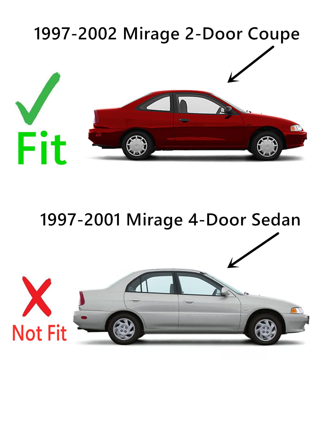 Passenger Side Window Glass Replacement for Mitsubishi Mirage 2-Door Coupe 1997-2002 - Right Door Panel Auto Part - Perfect for DIY Car Repair & Window Replacement