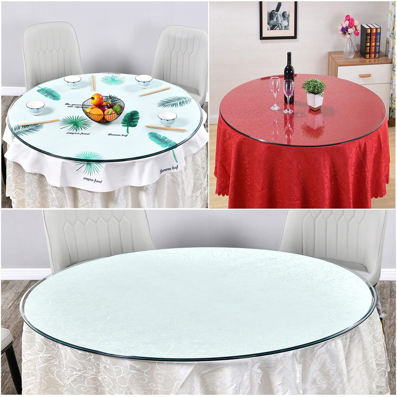 16-32 Inch Round Tempered Glass Table Top - 1/3