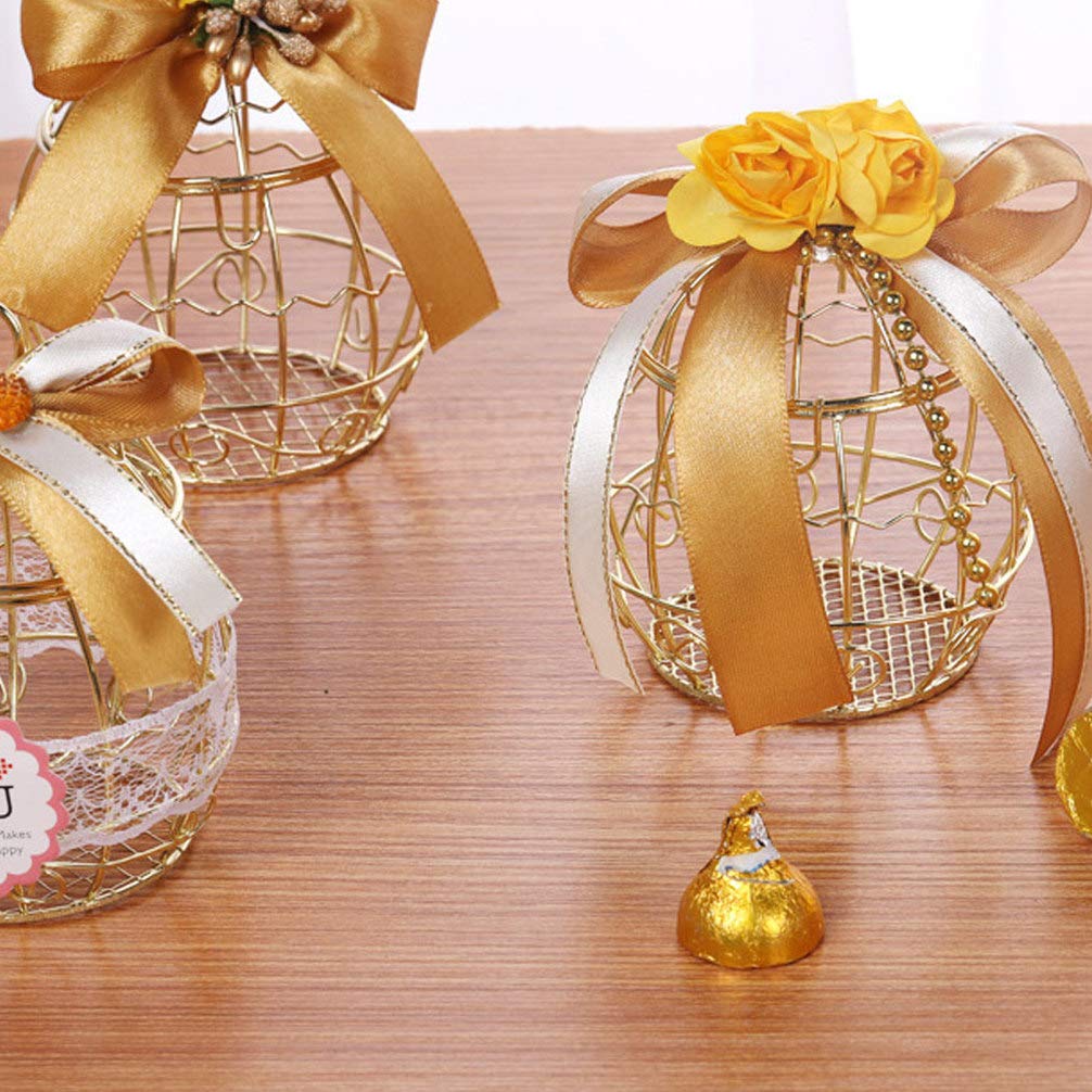 TENDYCOCO 6-Piece Clear Round Bird Cage Candy Box Set - Metal Tinplate Candy Containers for Weddings, Parties, Baby Showers & Favor Gifts - Perfect for Candy Display, Dessert Stands, and Party Decorations