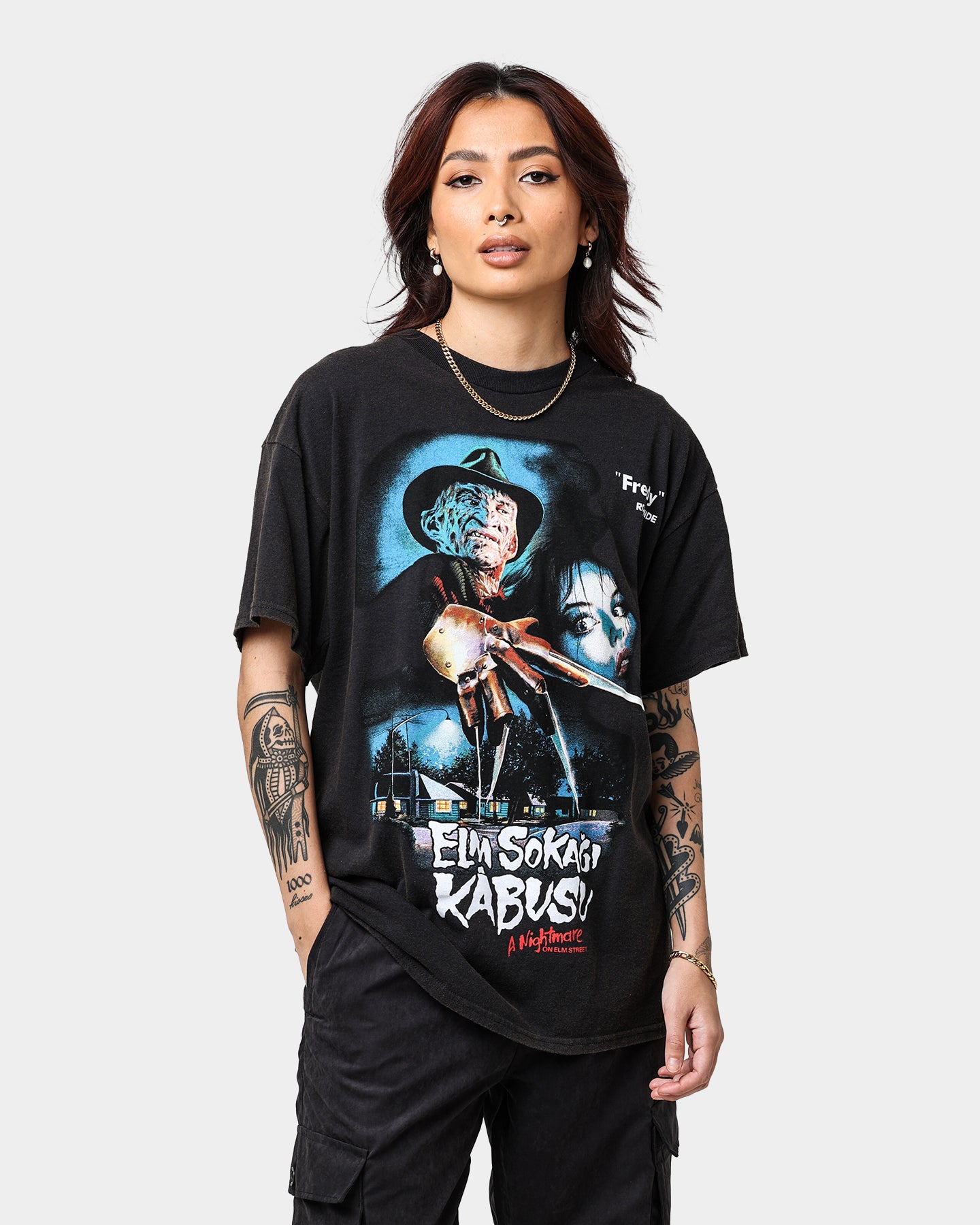 Vintage A Nightmare on Elm Street Horror Movie Poster T-Shirt - Retro Black Graphic Tee for Halloween, Cosplay & Horror Fans
