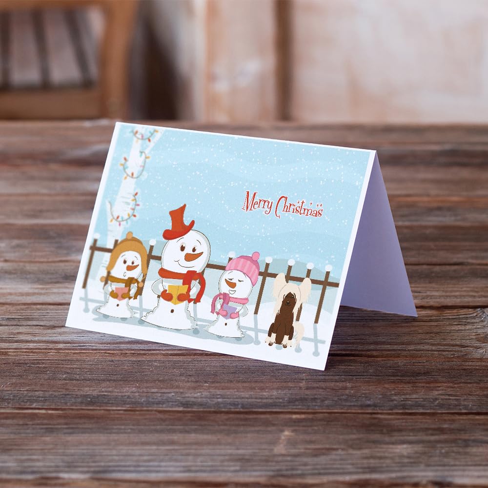 Merry Christmas Carolers Chinese Crested Cream Greeting Cards - Pack of 8 Blank A7 Cards (5x7) with Envelopes | Whimsical Holiday Note Cards for Christmas Greetings, Party Invitations & Festive Correspondence